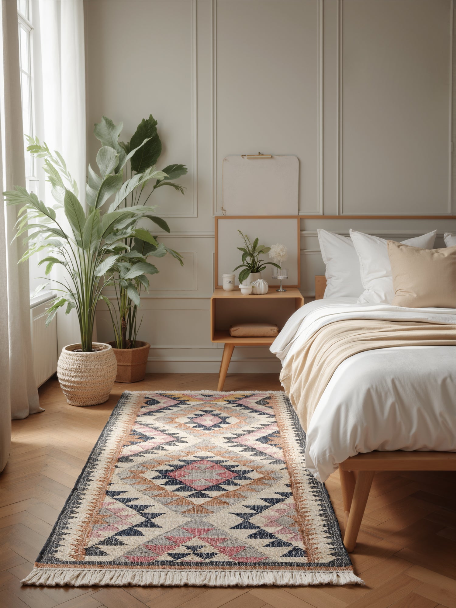 ROYA AFGHANSK HÅNDVÆVET KELIM TÆPPE, 106260 CREME-MULTI
