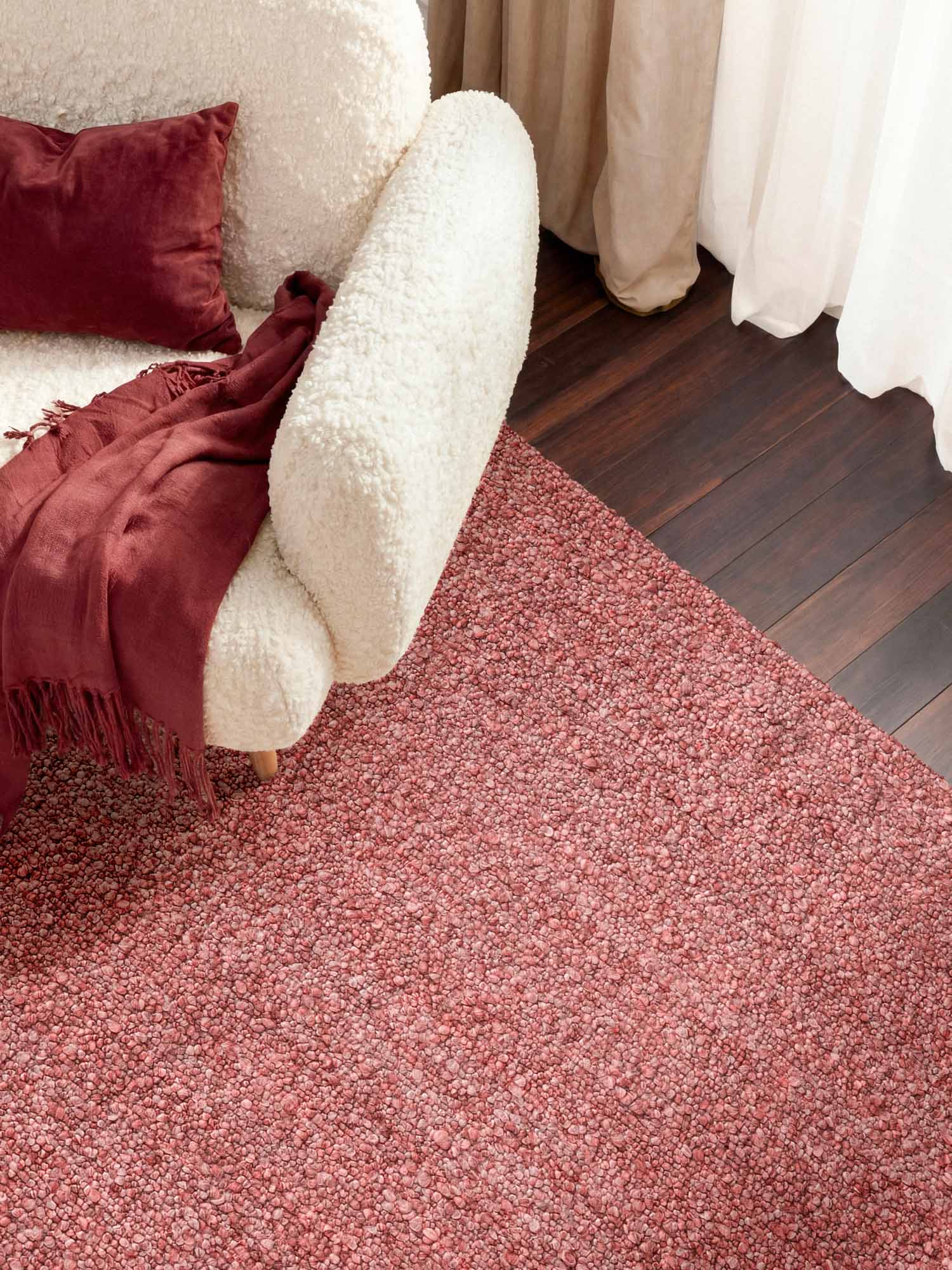 TED BAKER NOTTING HILL SOFT BOUCLE KORTLUVET TÆPPE, PORTOBELLO MØRK ROSA