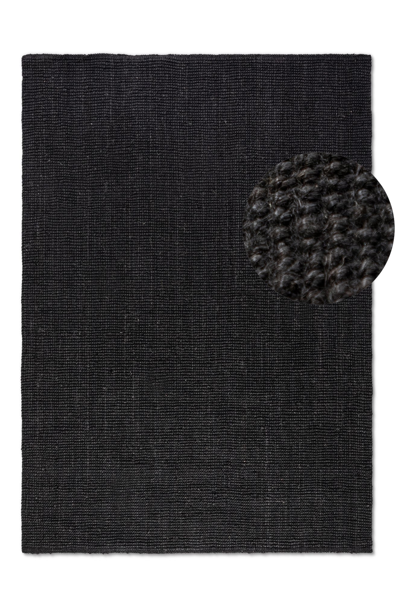 BOUCLE JUTE TÆPPE, MØRK SORT - 105976