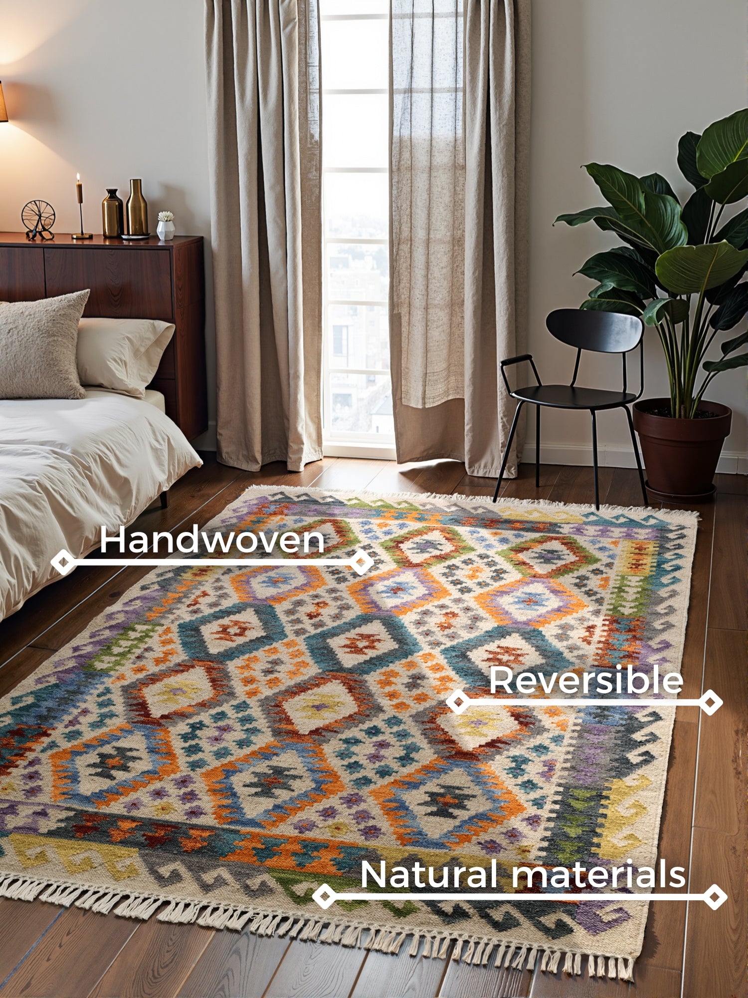HANSE HOME KAMAL - AFGHANSK KELIM TÆPPE, 106242 CREME-MULTI
