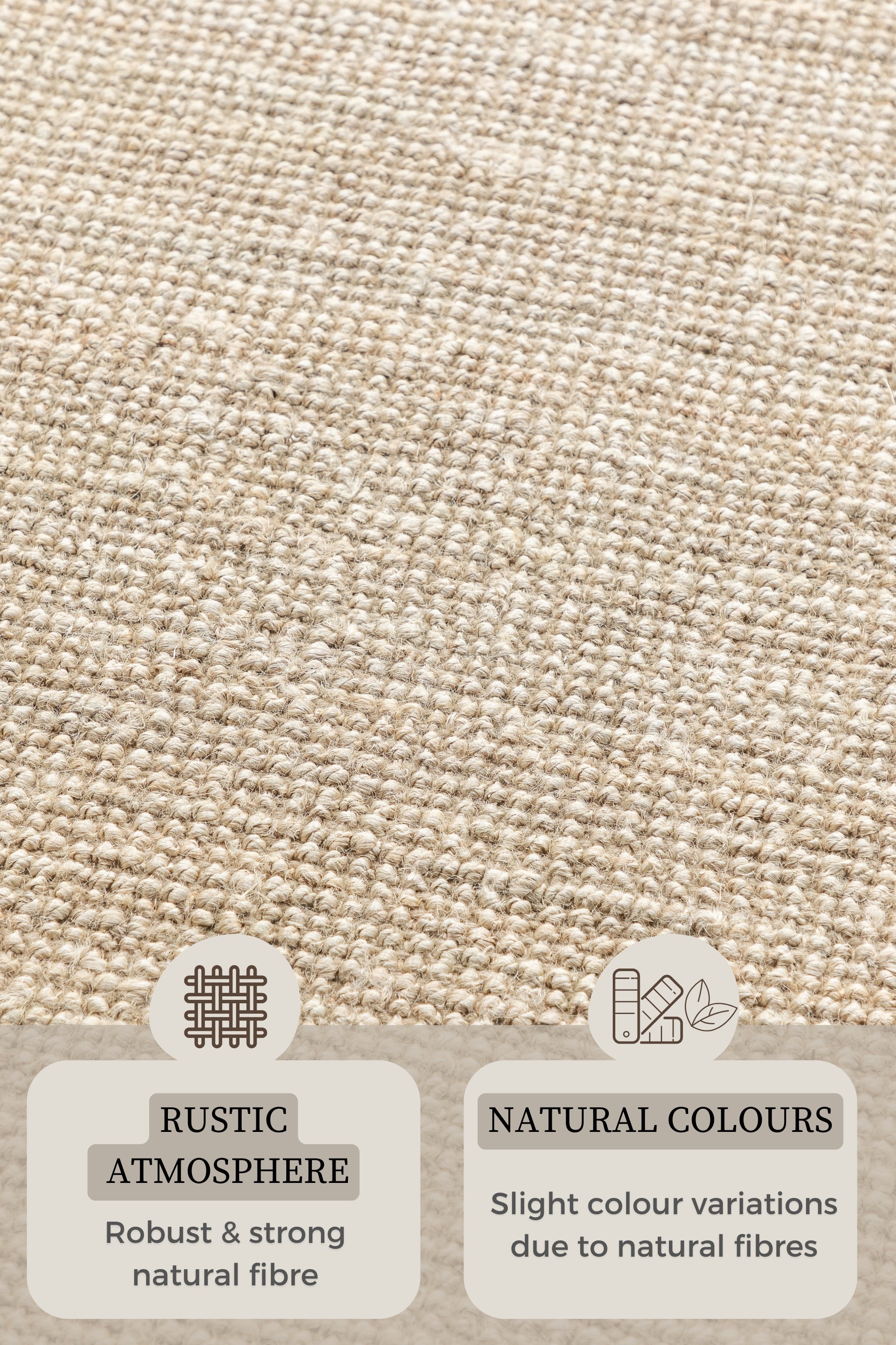 BOUCLE JUTE TÆPPE, ELFENBEN HVID - 105973