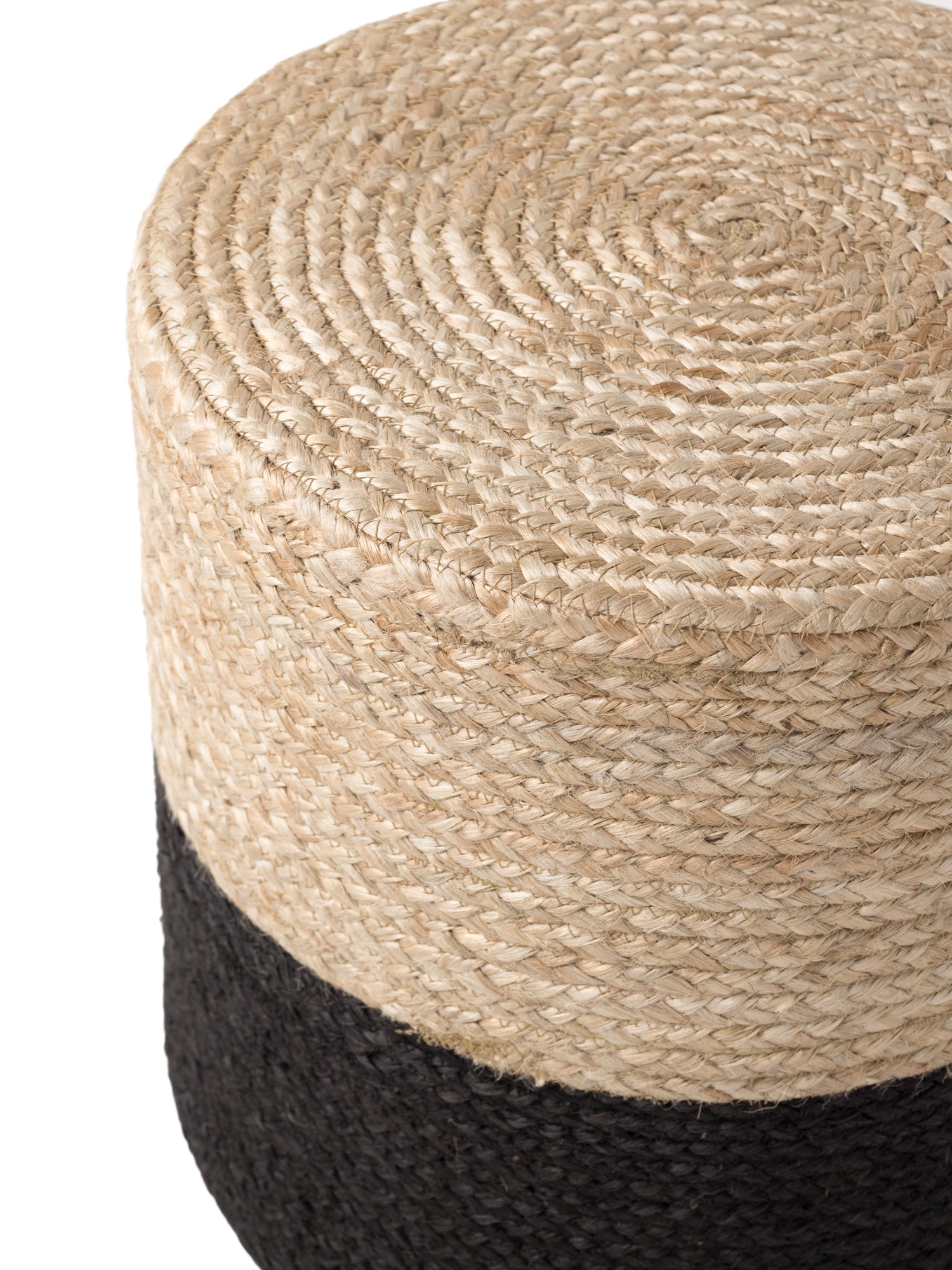 JUTZA JUTE PUF, 106237 NATURLIG GYLDEN-SORT
