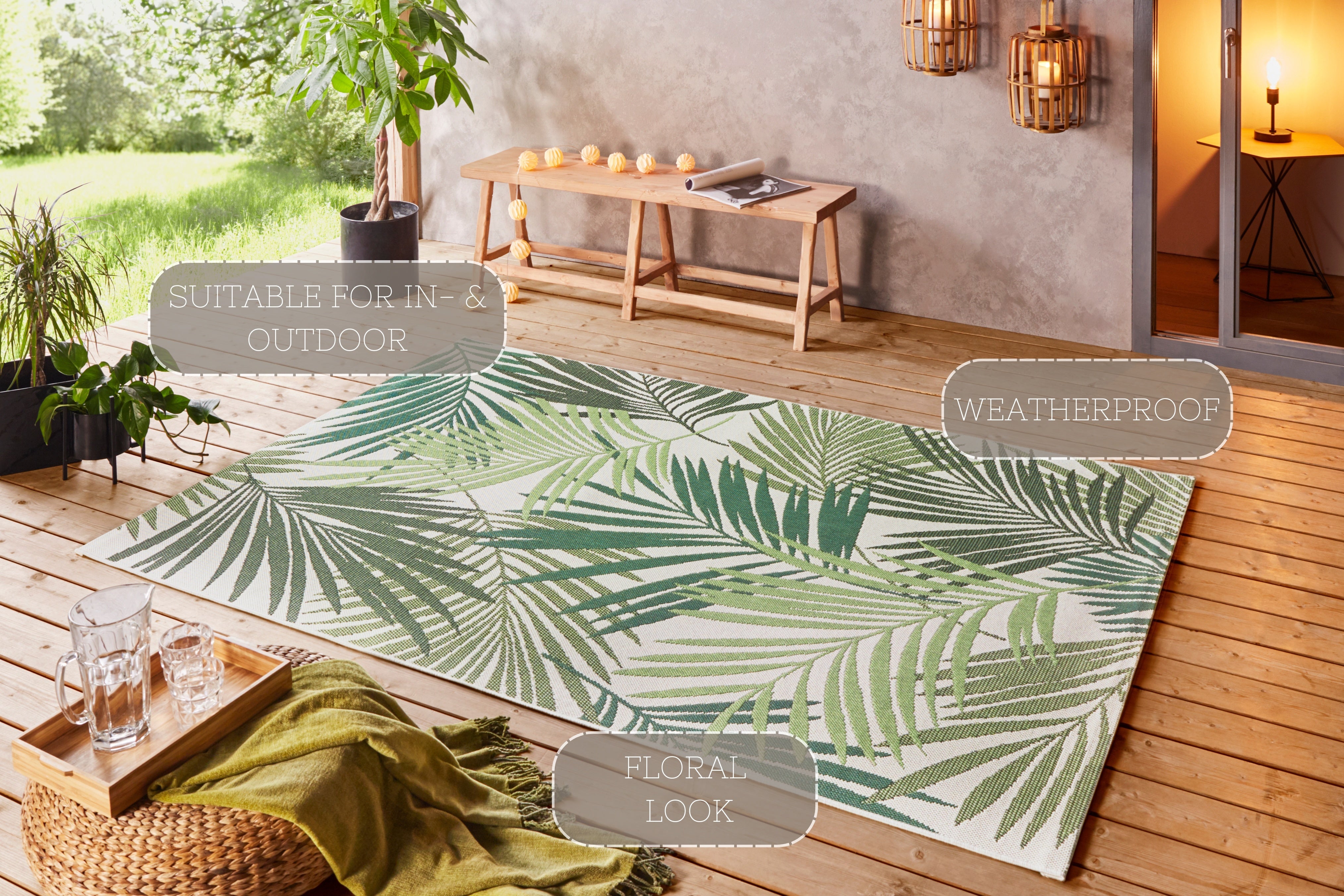 HANSE HOME BEACH TÆPPE, GRØN-CREME 103843