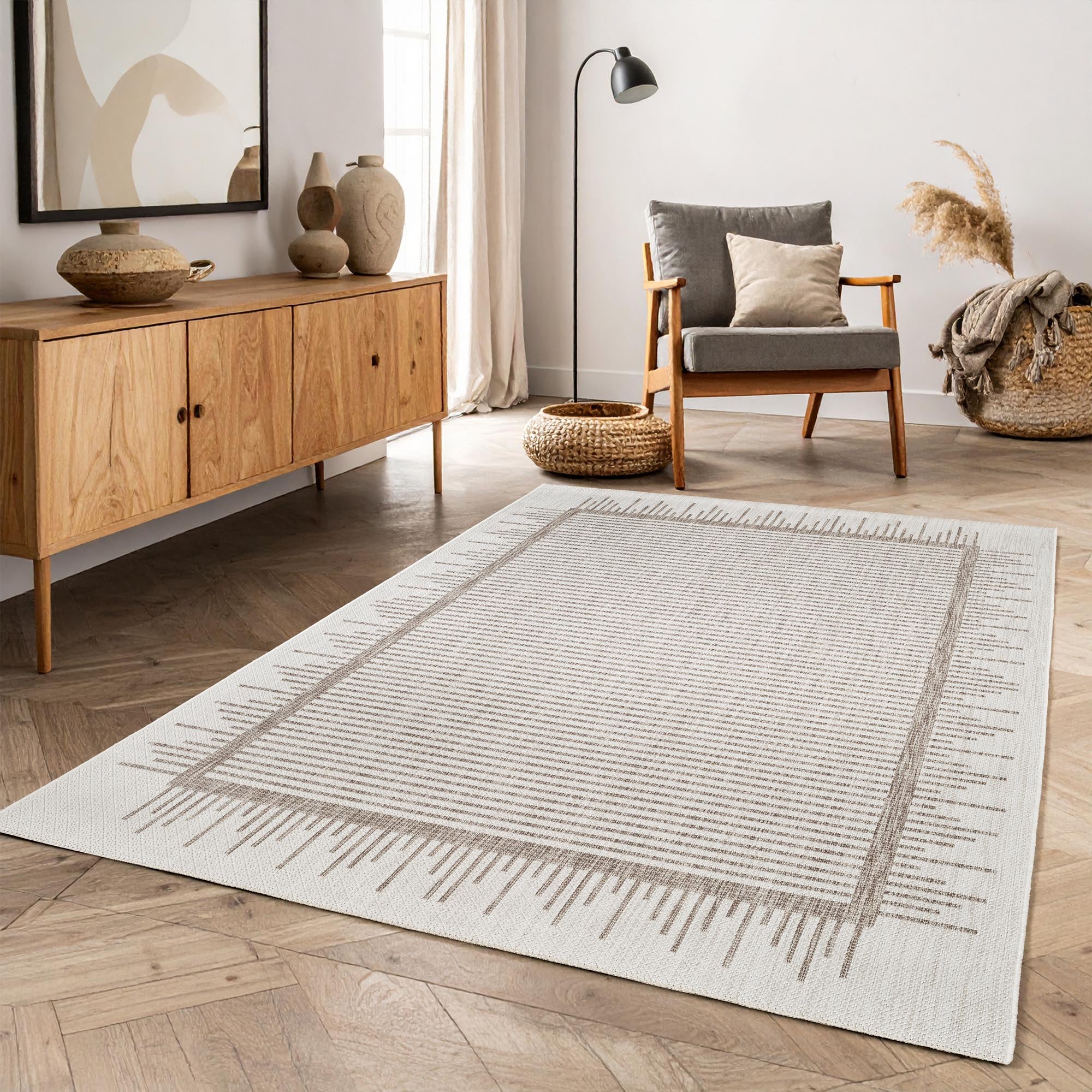 SUNSET FLADVÆVET TÆPPE, 100 BEIGE