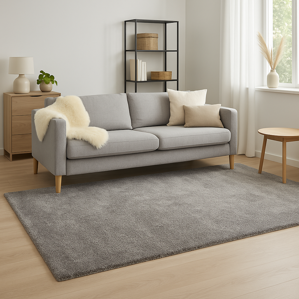 NORDIC SOFT MODERNE KORTLUVET TÆPPE/MÅTTE/LØBER, 76 GRÅ/ 349 kr./M