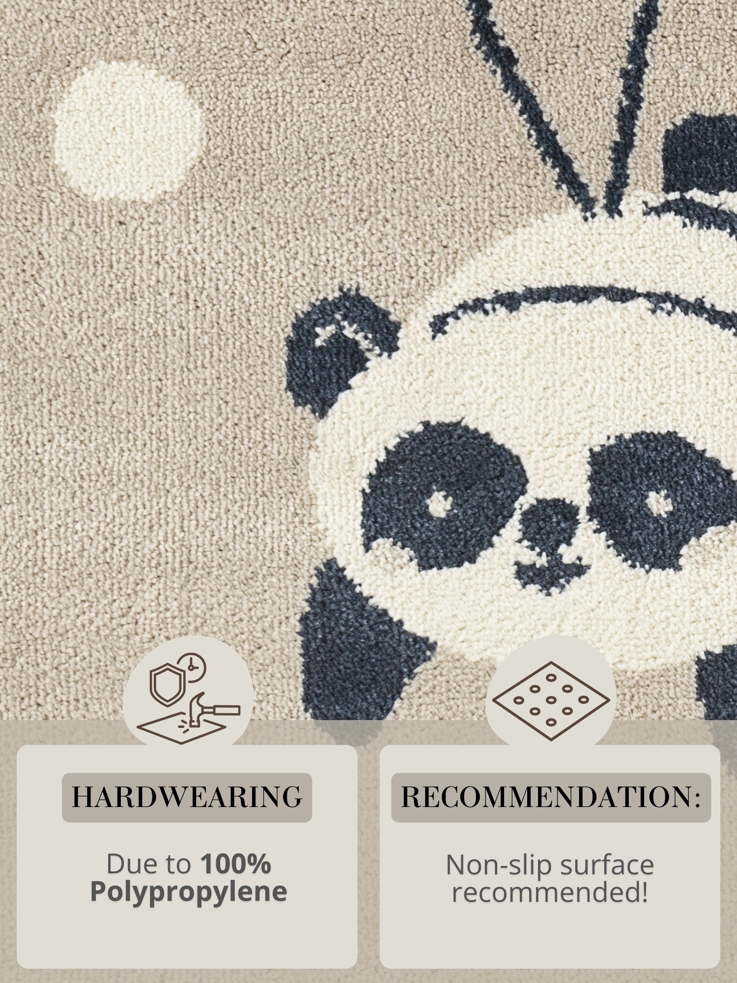 EVENTYR BØRNETÆPPE DREAMY PANDA, BEIGE MULTI