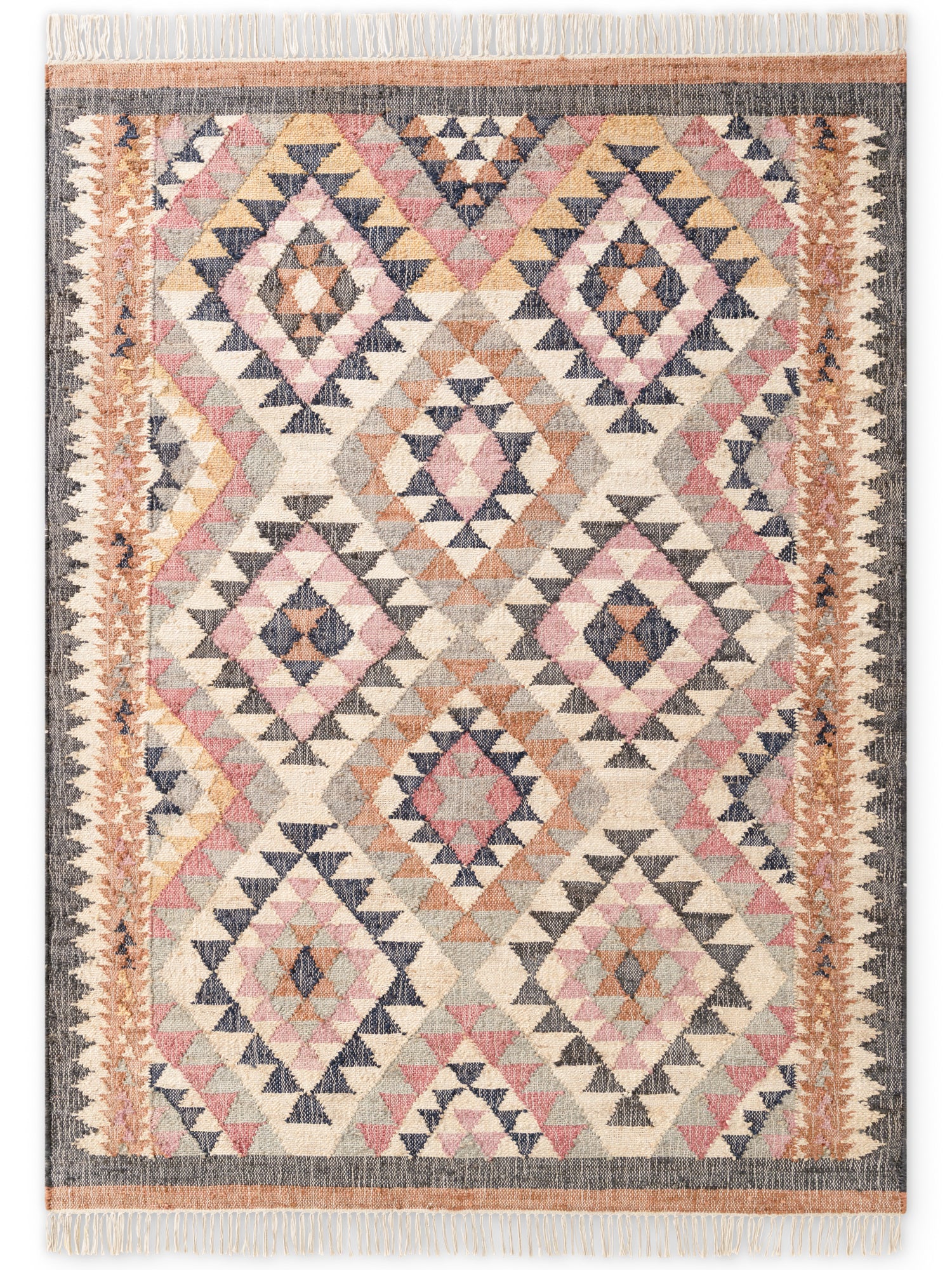 ROYA AFGHANSK HÅNDVÆVET KELIM TÆPPE, 106260 CREME-MULTI