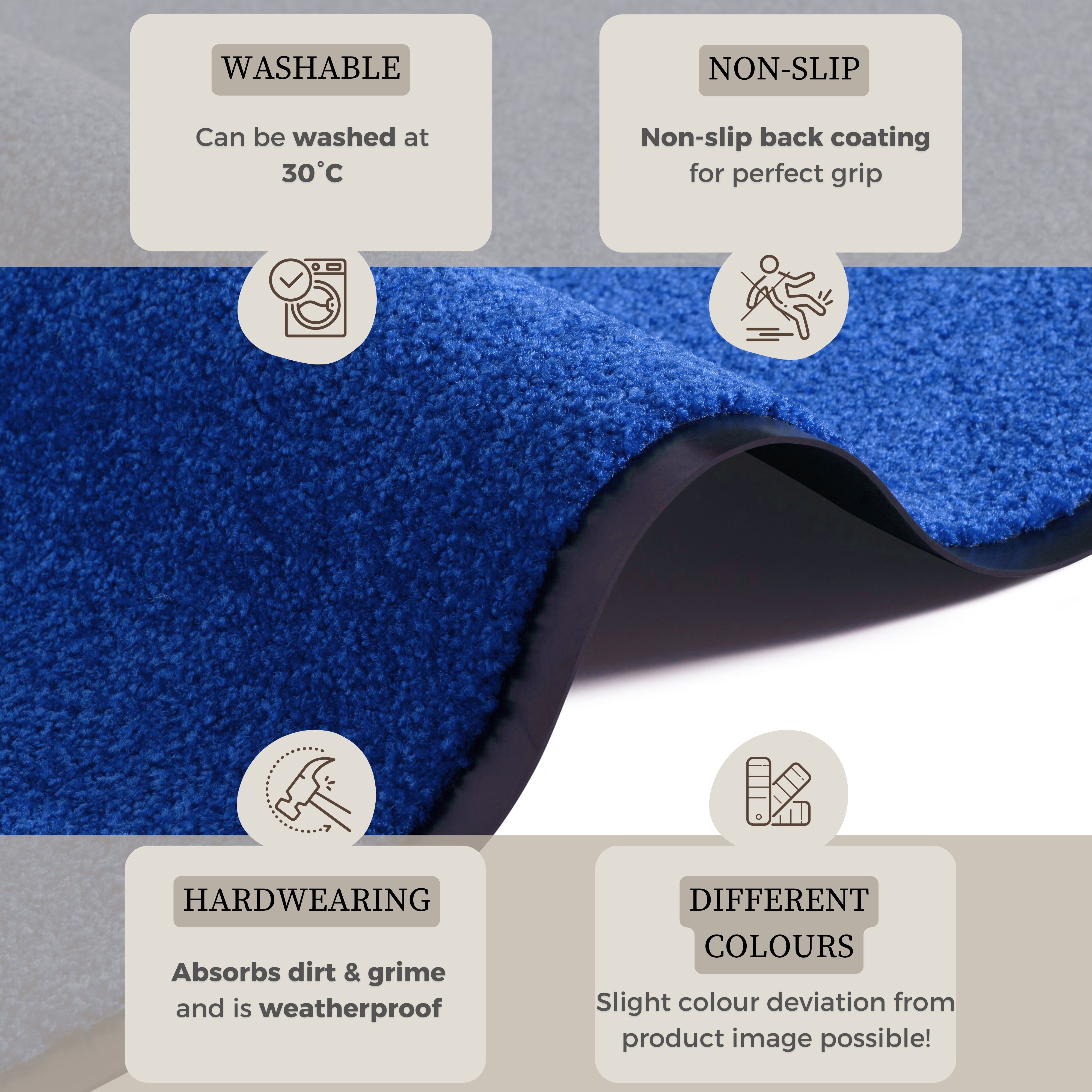 DØRMÅTTE WASH & CLEAN, BLÅ 103837