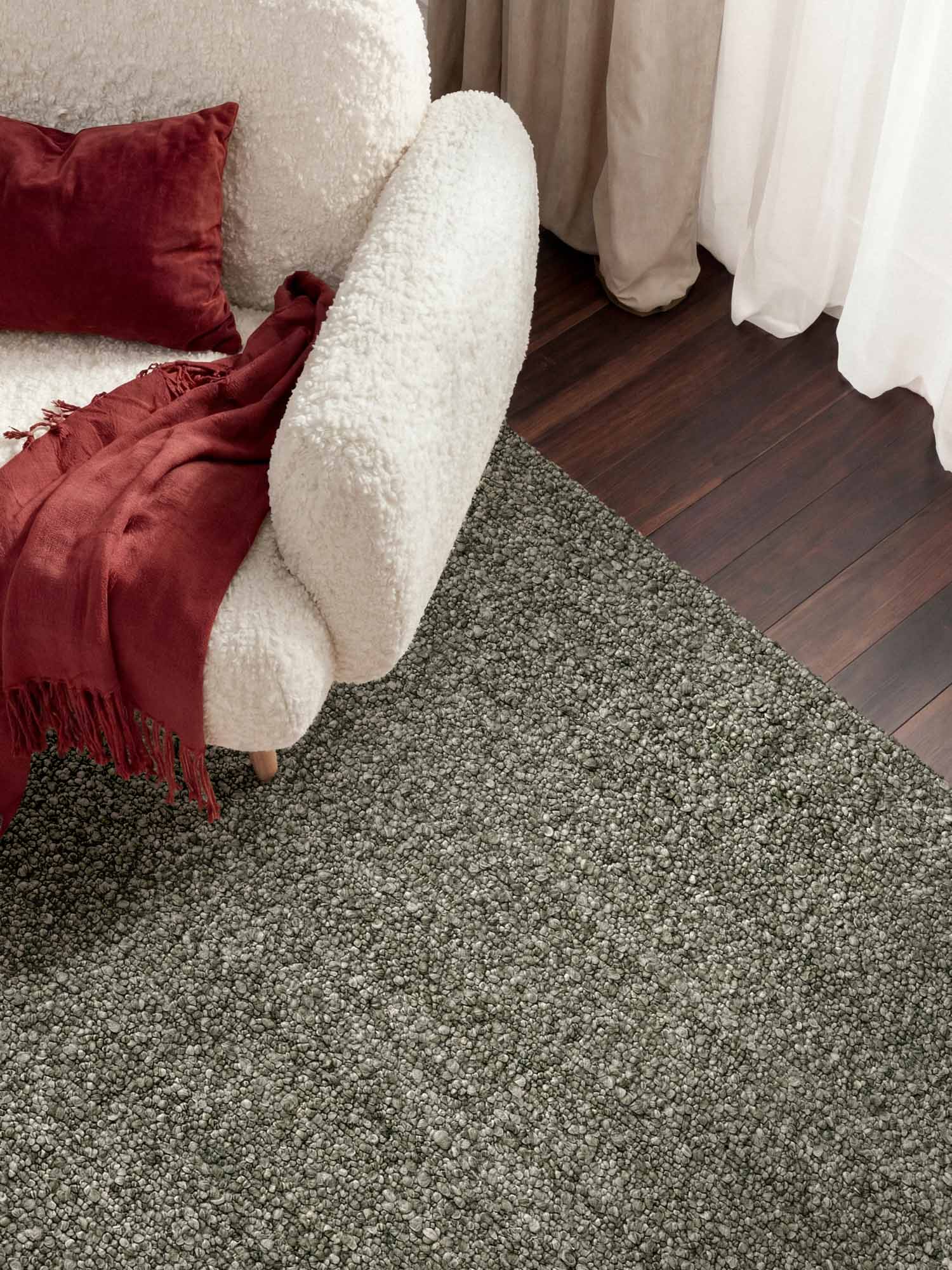 TED BAKER NOTTING HILL SOFT BOUCLE KORTLUVET TÆPPE, PORTOBELLO GRØN