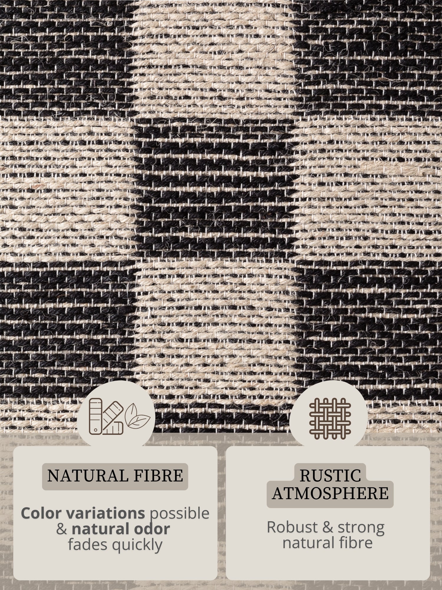 HANDLOOM JUTE TÆPPE REX, NATURLIG HVID-SORT