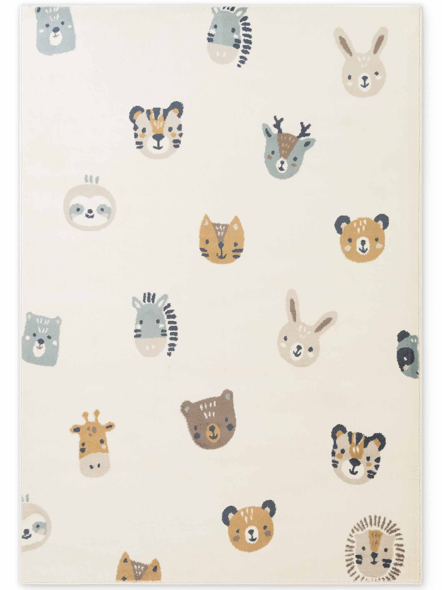 EVENTYR BØRNETÆPPE TINY ZOO, CREME MULTI