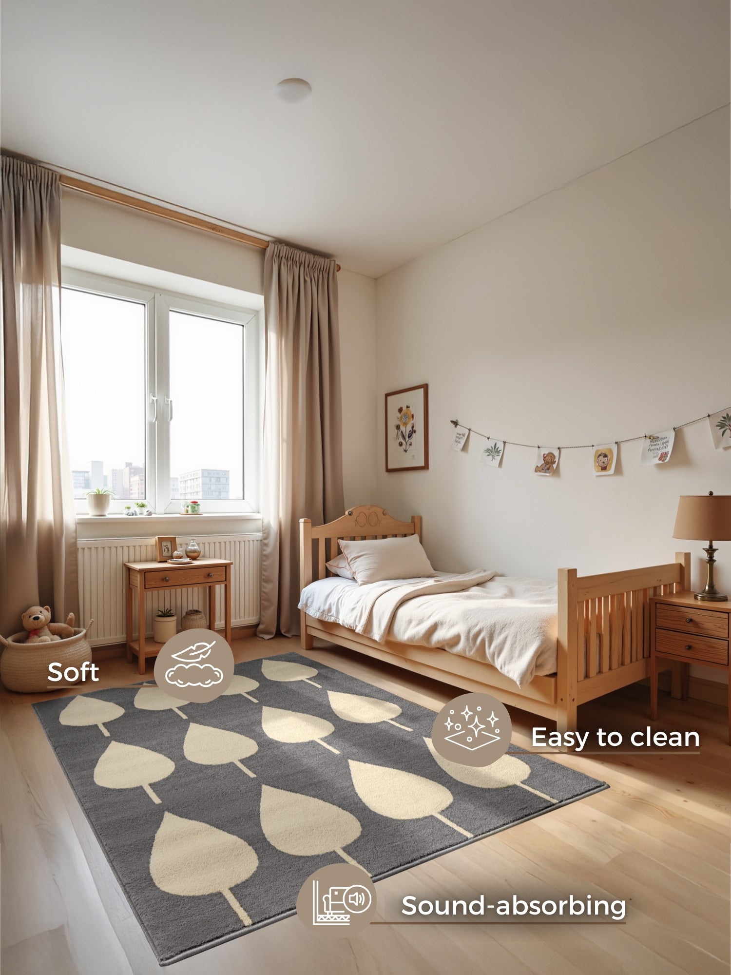 EVENTYR TÆPPE BLADE, BLÅ-CREME 106216