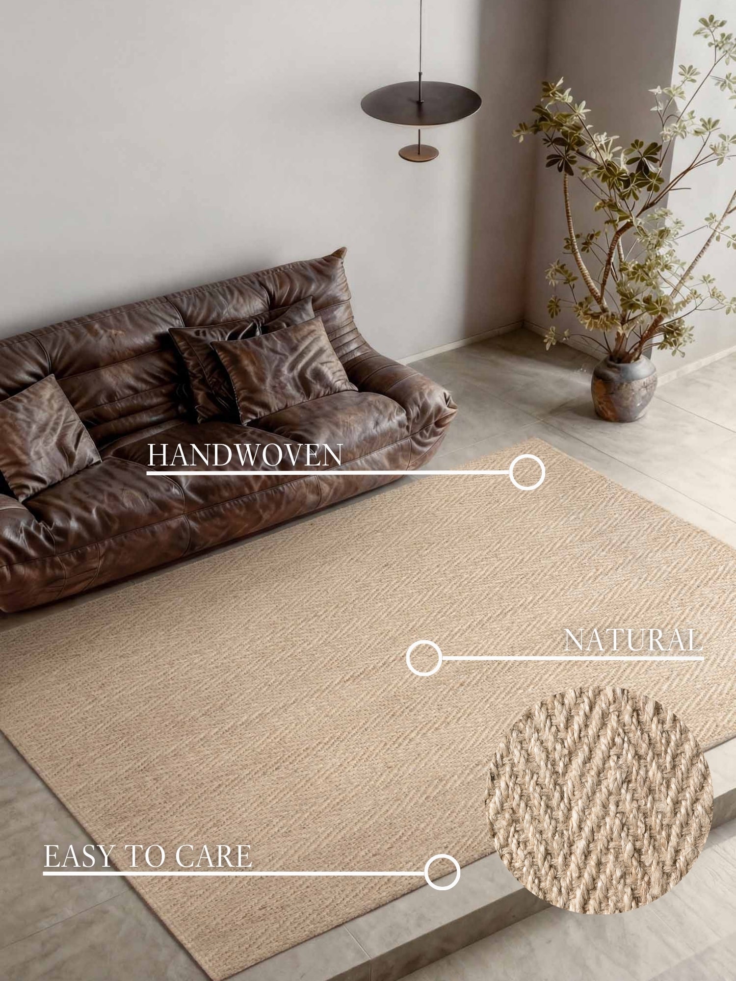 VILLEROY & BOCH 1851 JUTE TÆPPE MIRABELLE, NATURLIG ELFENBEN
