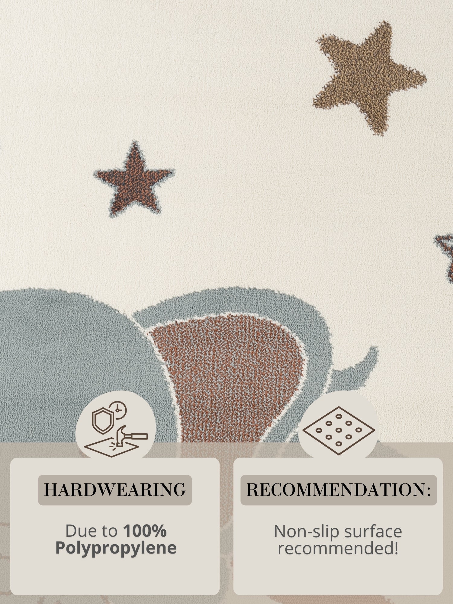 EVENTYR BØRNETÆPPE DREAMY JUMBO, CREME MULTI