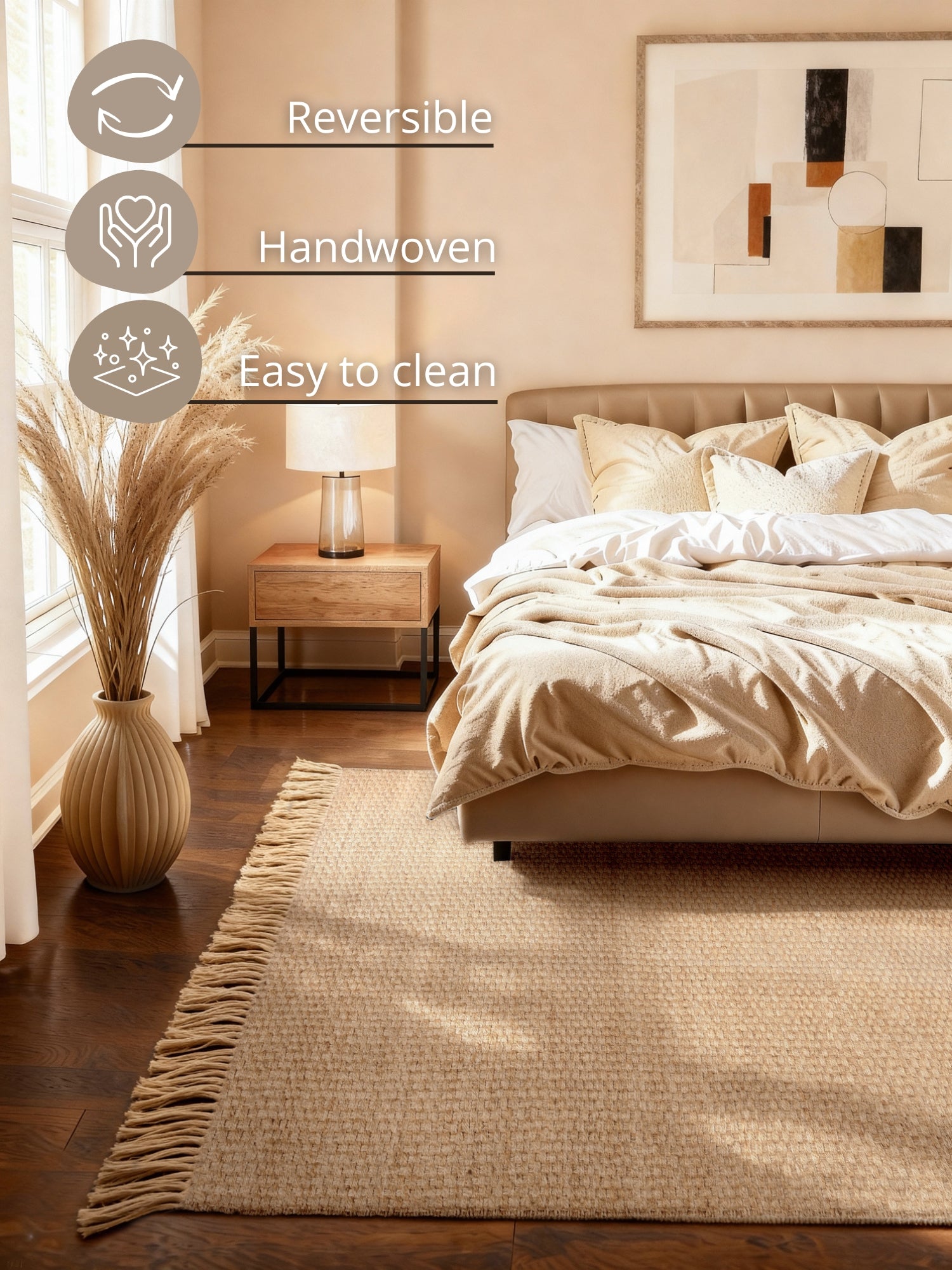 HANDLOOM JUTE TÆPPE FJORD, NATURLIG GYLDEN