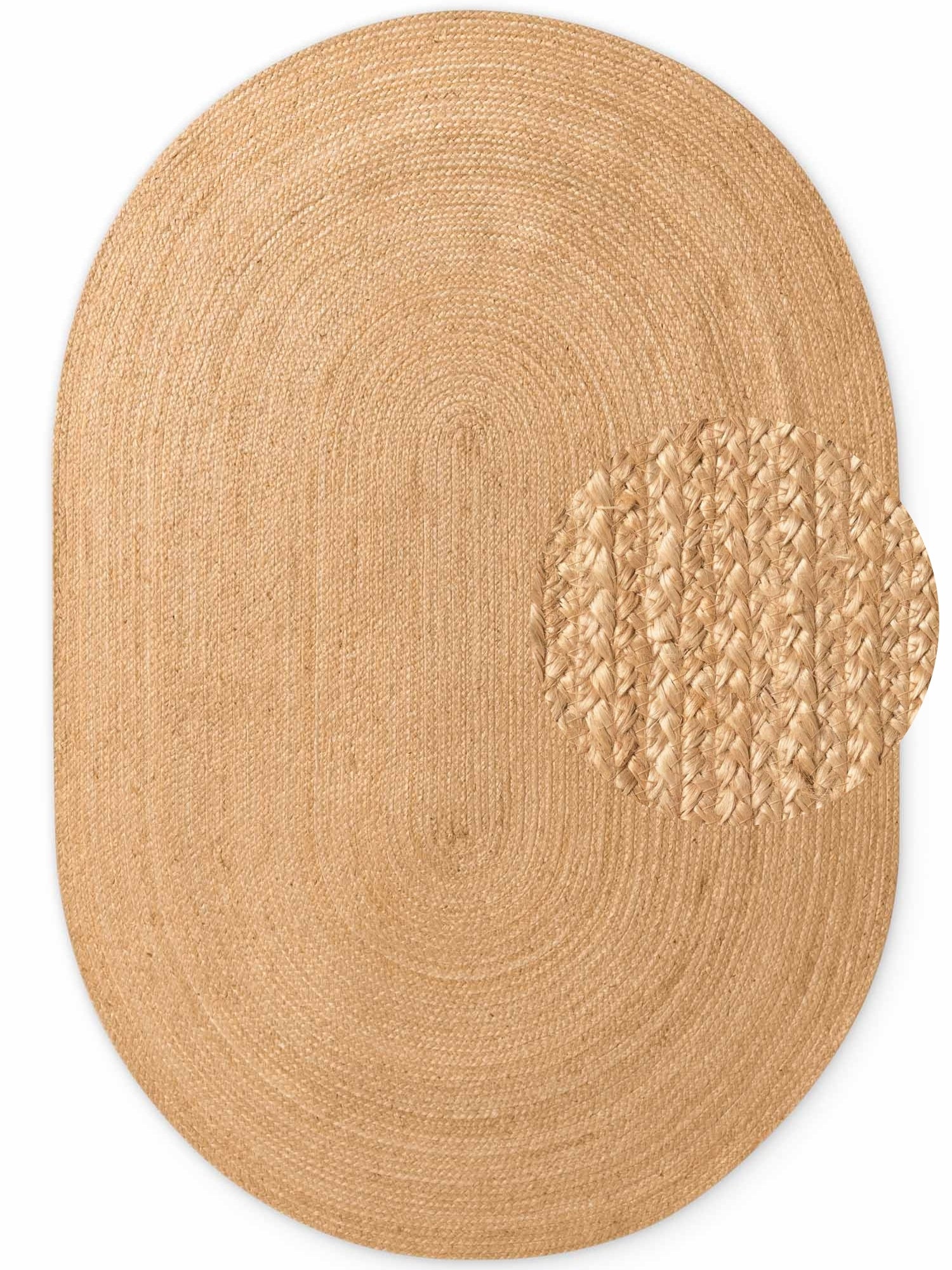 JUTE FLETTET TÆPPE RANGPUR OVAL, NATURLIG-GYLDEN