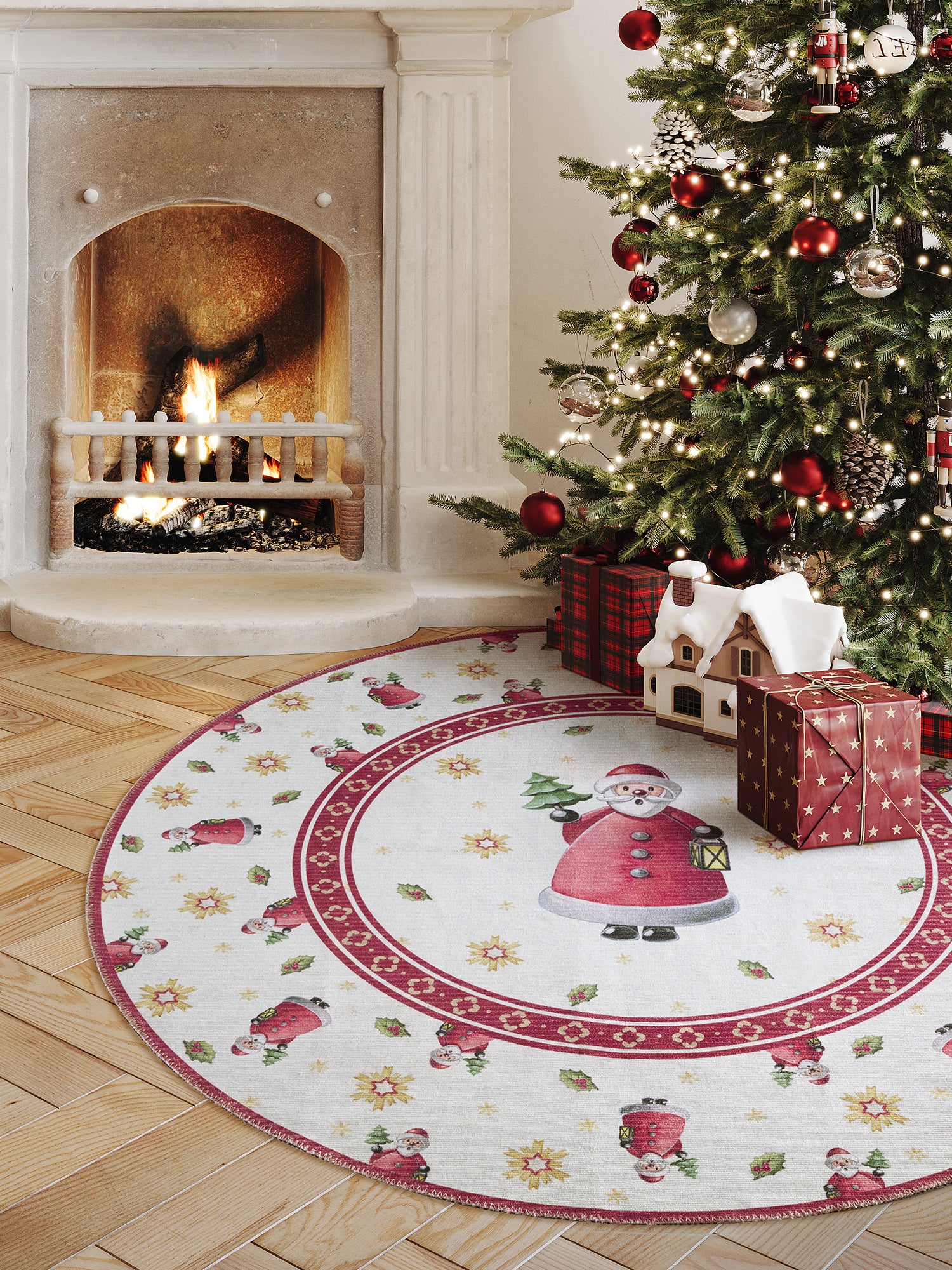 VILLEROY & BOCH TOY'S DELIGHT LIMITED EDITION JULETÆPPE, JULEMAND CREME-RØD