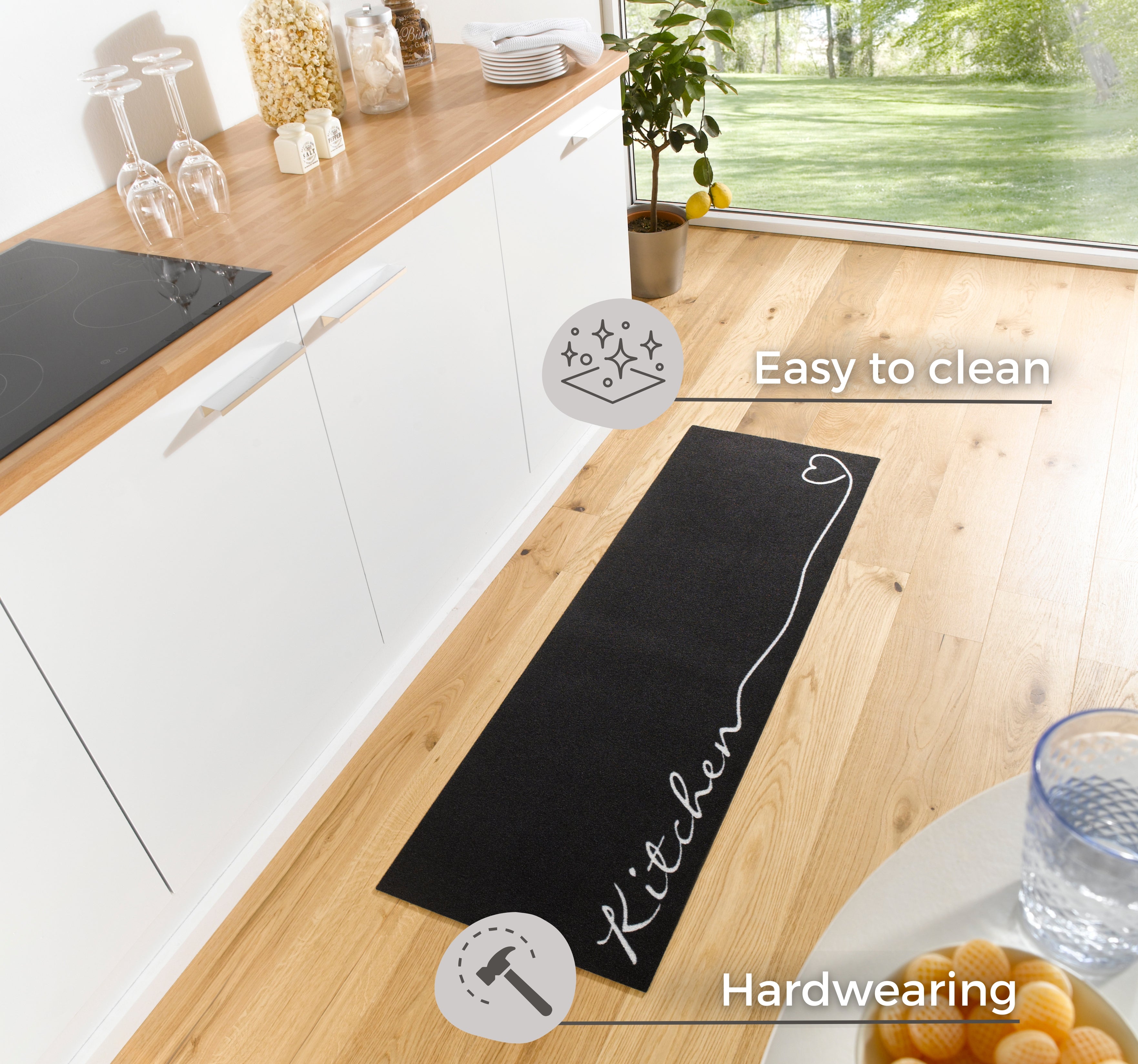 HANSE HOME COOK&CLEAN VASKBAR KØKKENLØBER, 102610 SORT-HVID