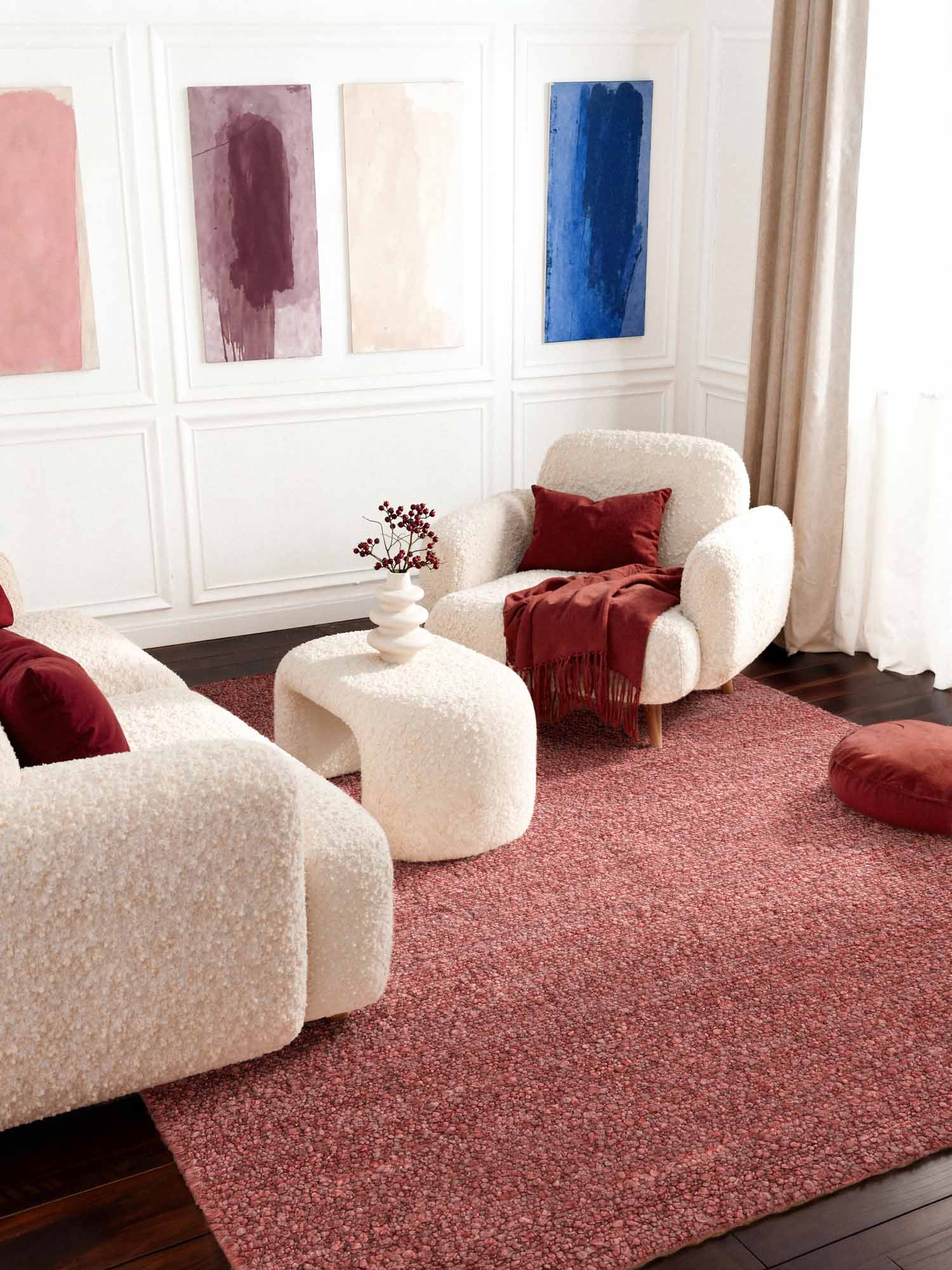 TED BAKER NOTTING HILL SOFT BOUCLE KORTLUVET TÆPPE, PORTOBELLO MØRK ROSA