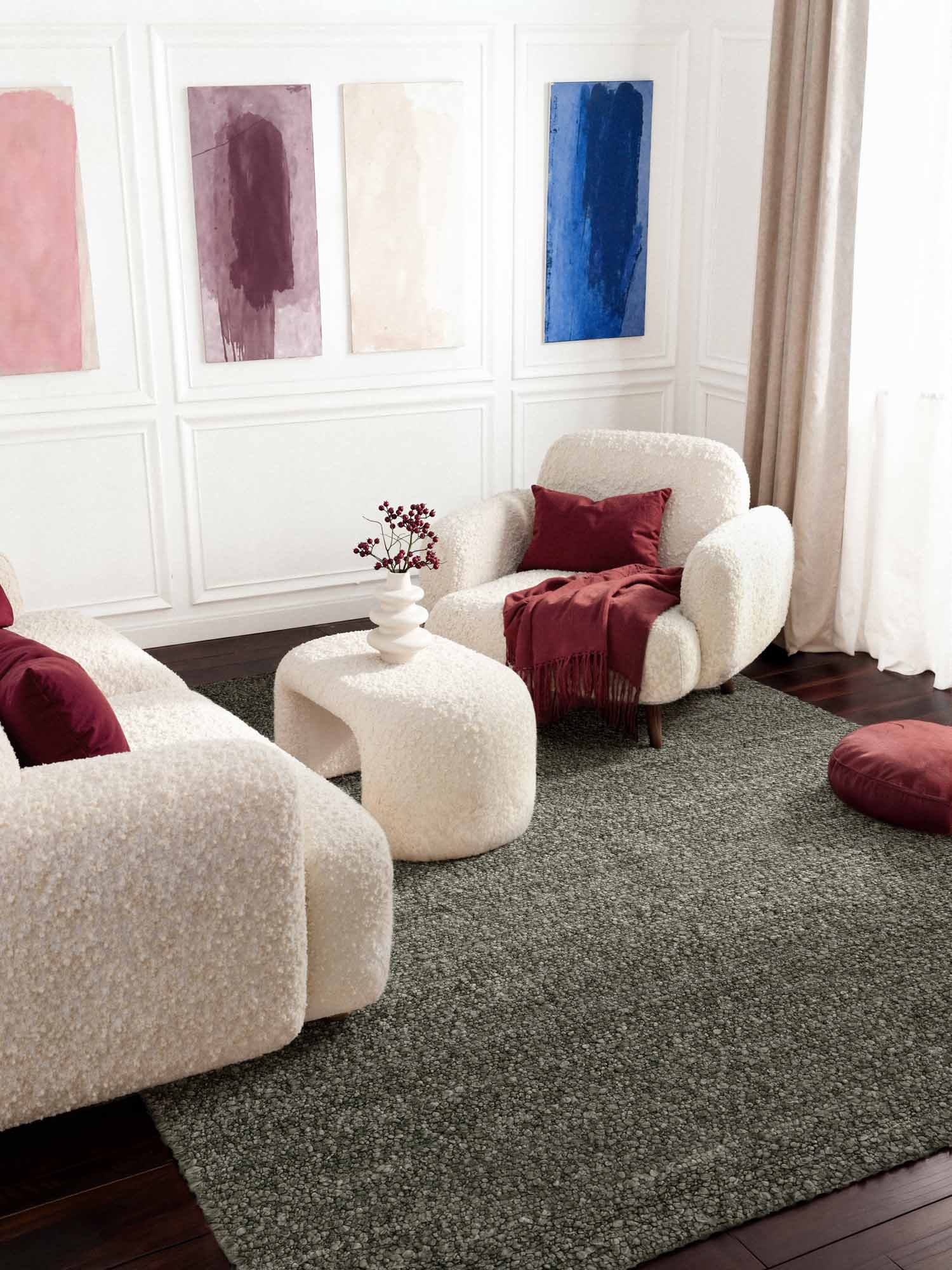 TED BAKER NOTTING HILL SOFT BOUCLE KORTLUVET TÆPPE, PORTOBELLO GRØN