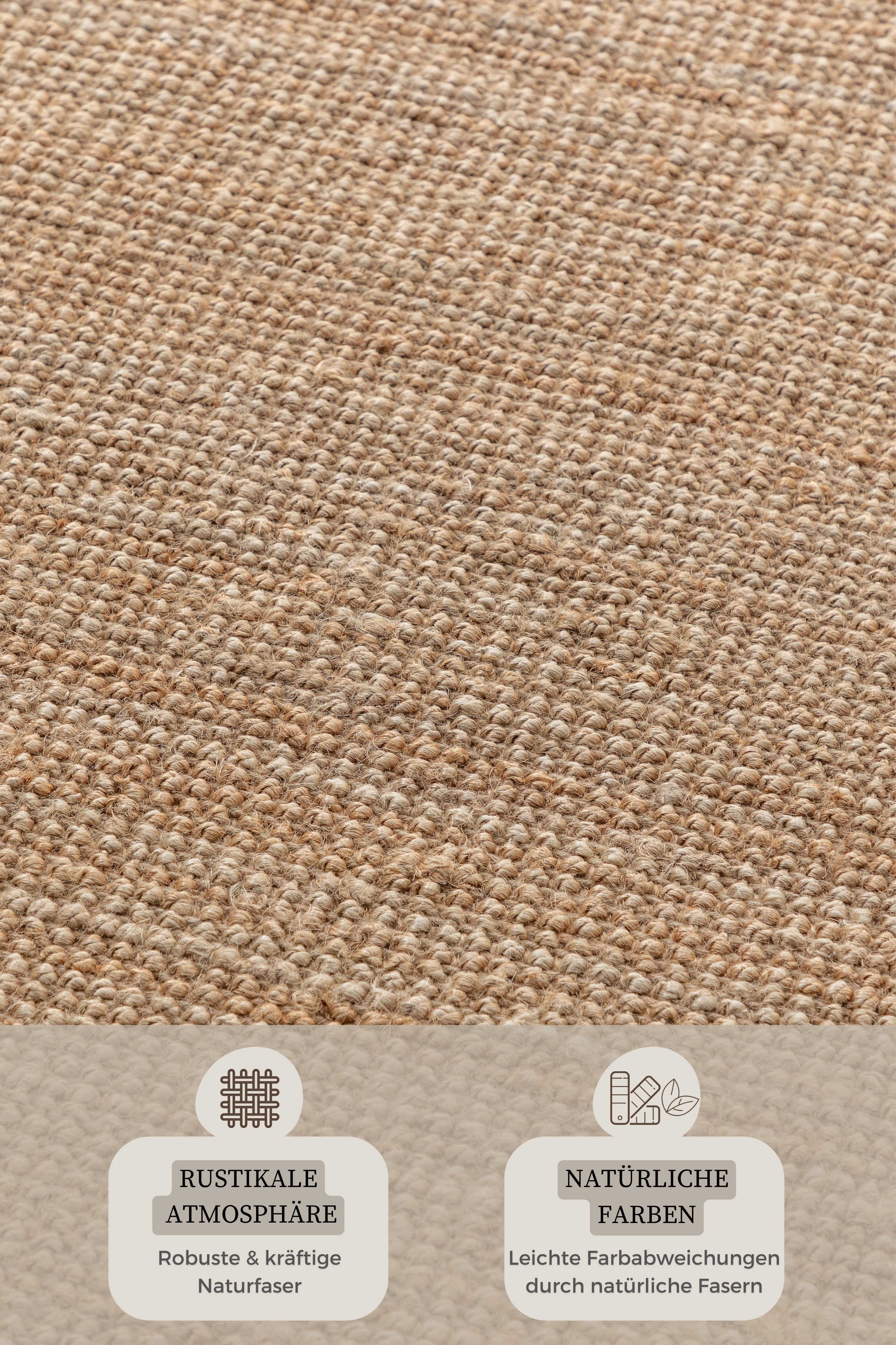BOUCLE JUTE TÆPPE, NATURLIG GYLDEN - 105974