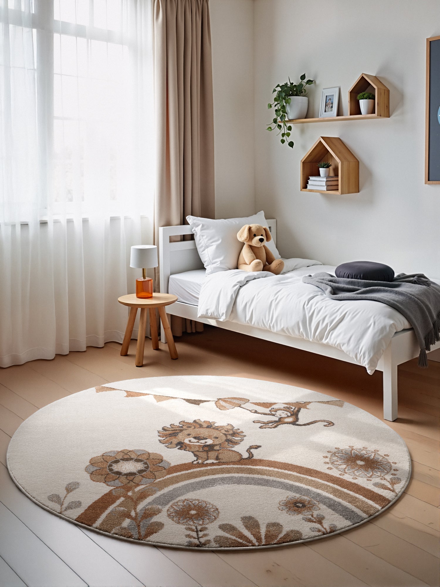 VILLEROY & BOCH BOHO KIDS BØRNETÆPPE RUDNT - LØVE SOMMERFEST, CREME MULTI 106307