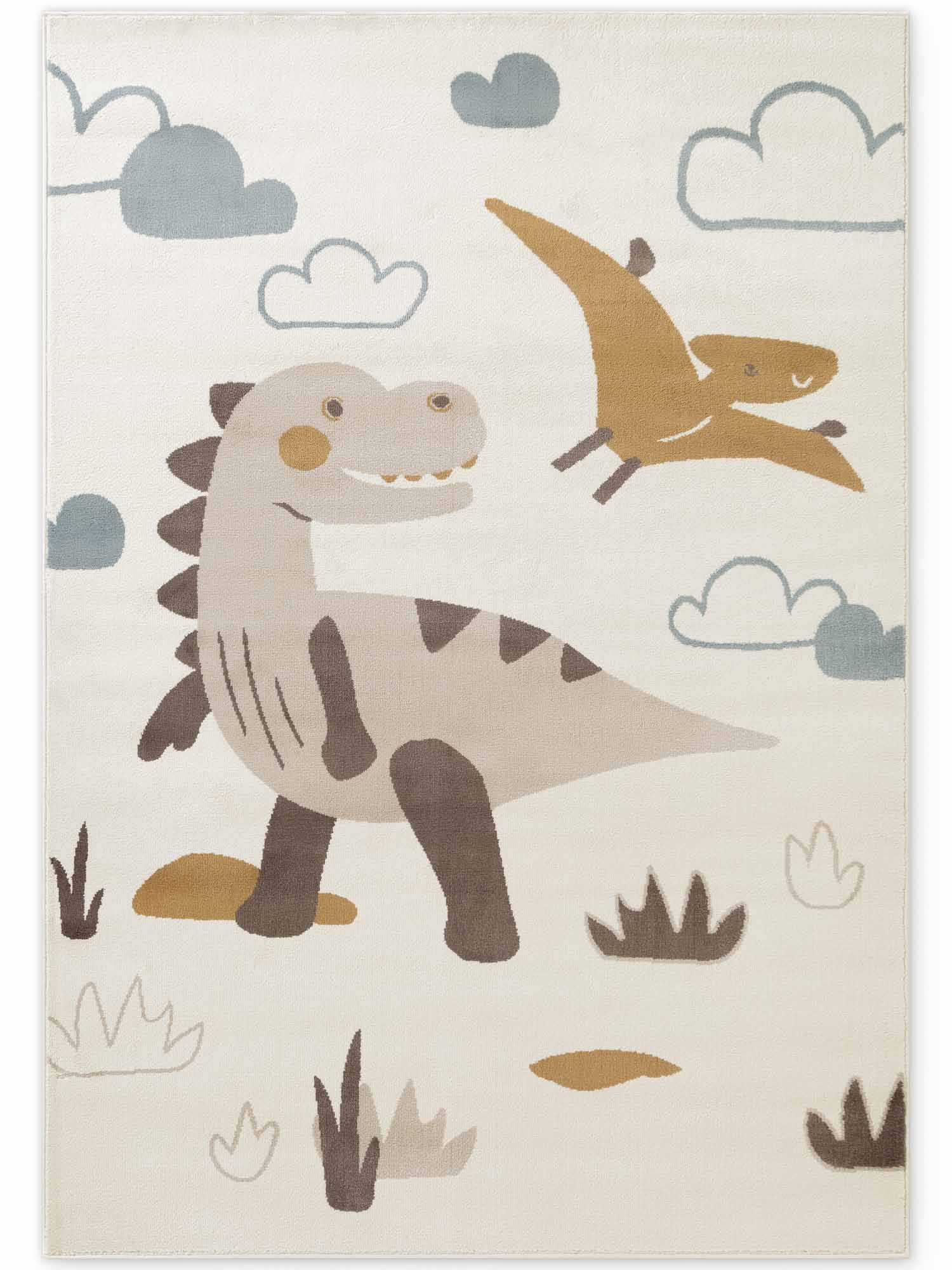 EVENTYR BØRNETÆPPE DINO, CREME MULTI