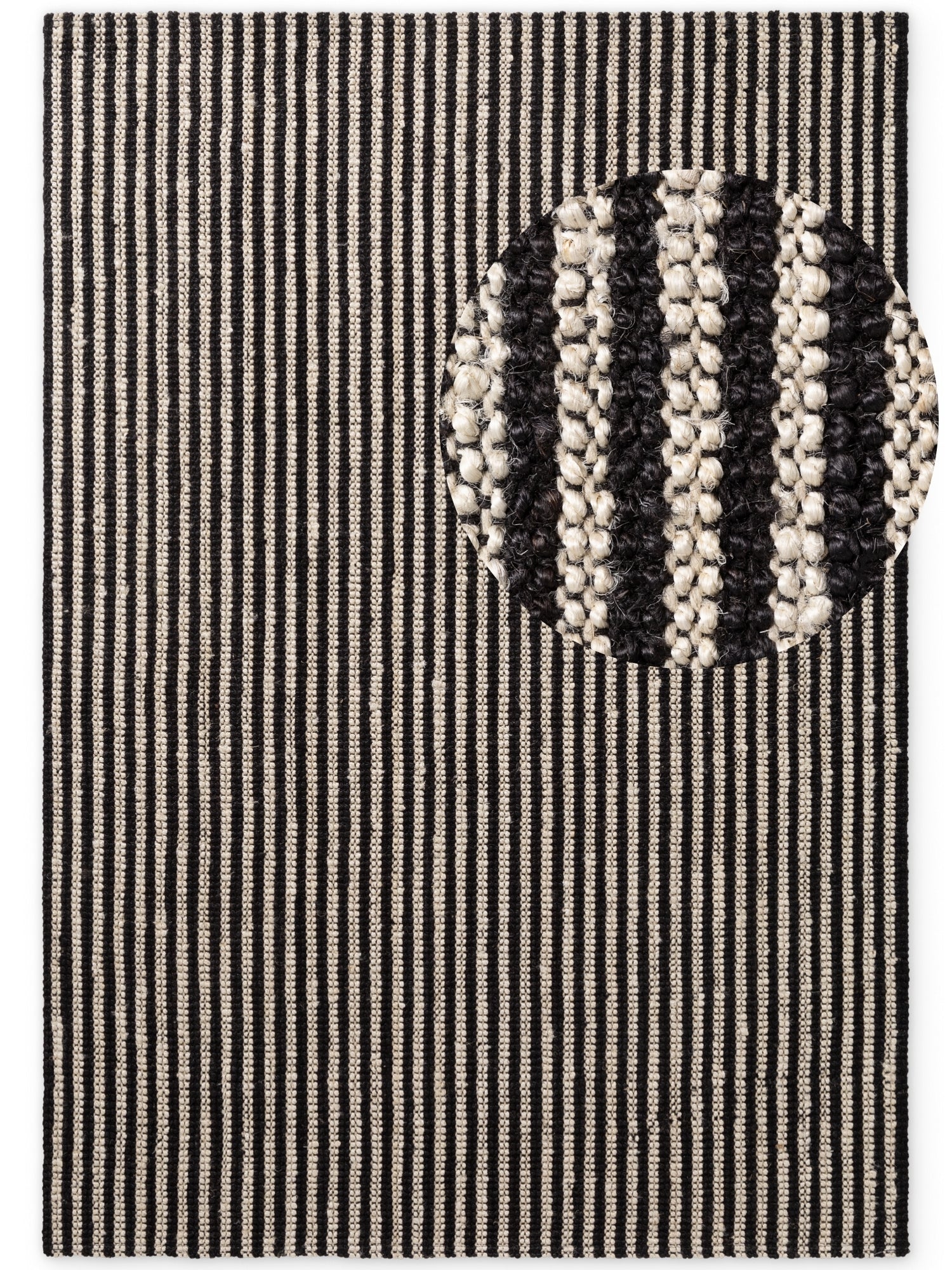ELLE DECORATION HARVEST JUTE TÆPPE EBONY, NATUR-ELFENBEN-SORT