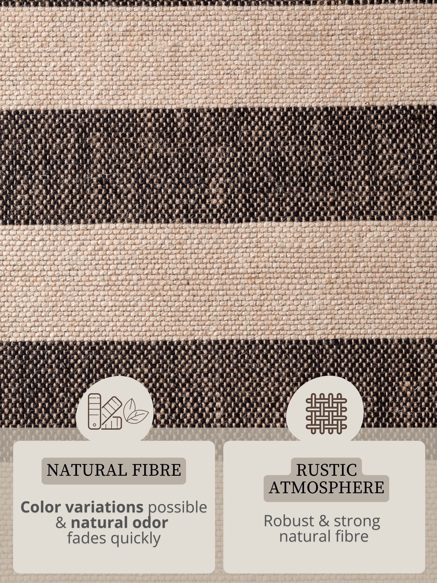 HANDLOOM JUTE TÆPPE PLAYA, NATURLIG HVID-SORT