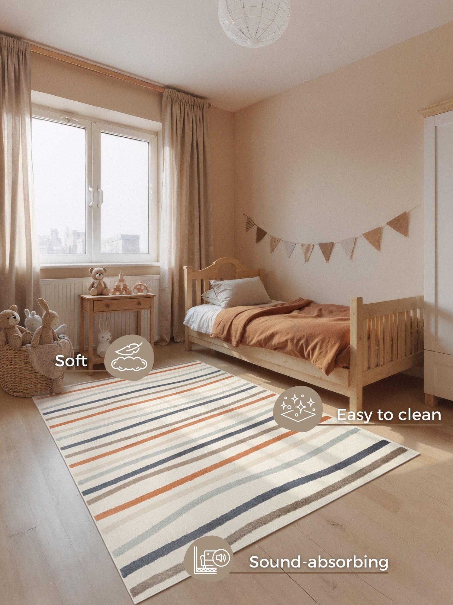 EVENTYR BØRNETÆPPE  LINNEA, CREME MULTI