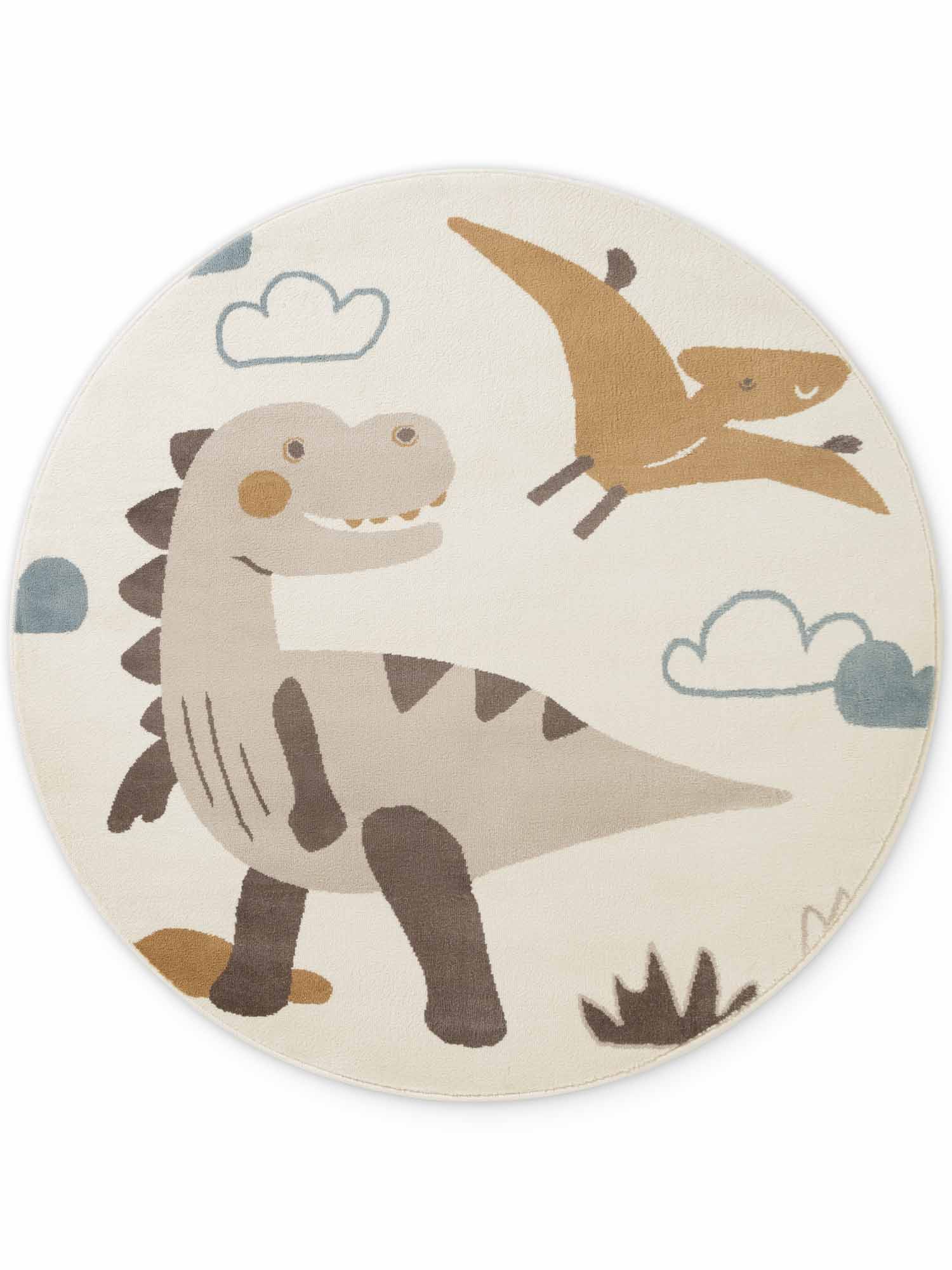EVENTYR BØRNETÆPPE DINO, CREME MULTI