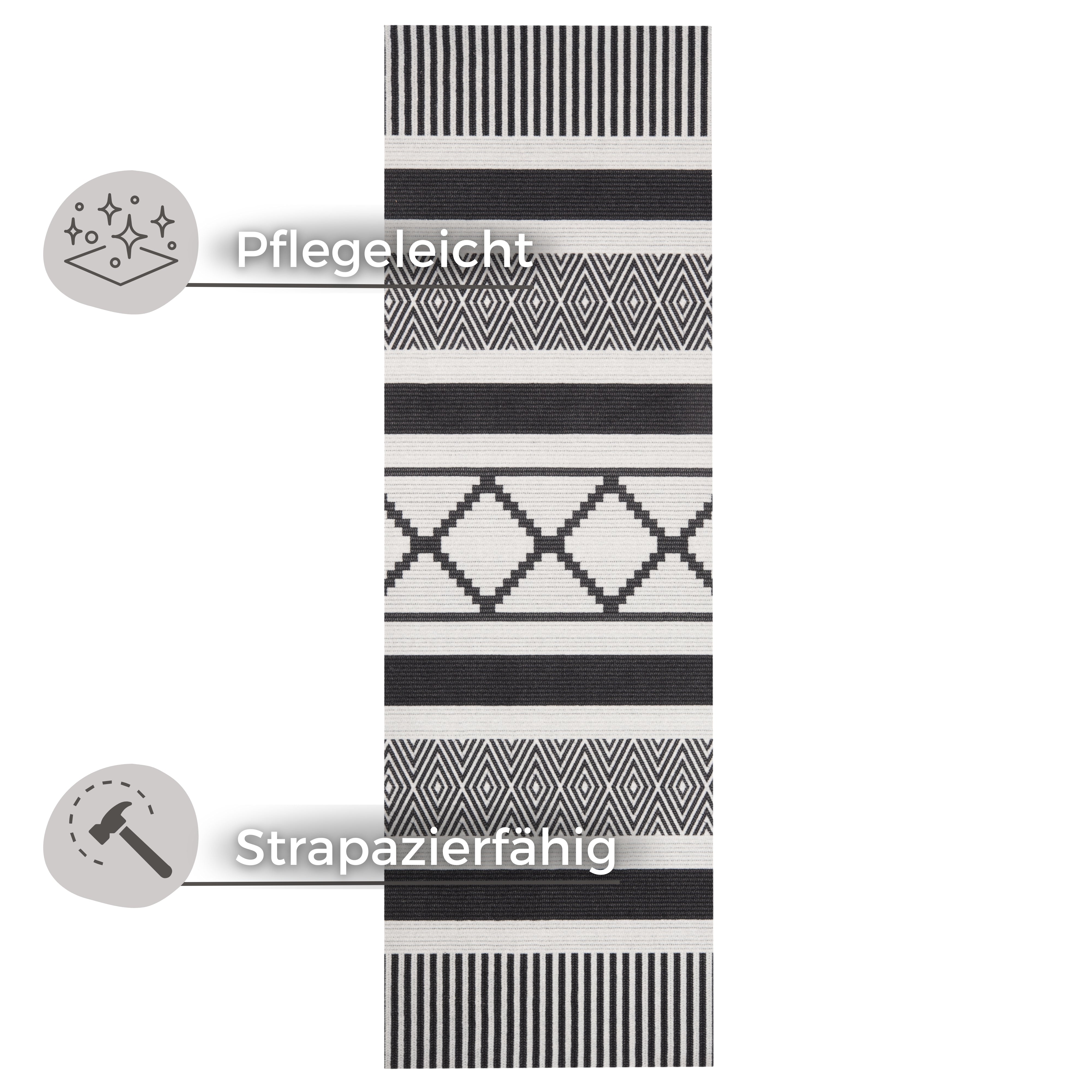 HANSE HOME COOK&CLEAN VASKBAR KØKKENLØBER, 103053 SORT-HVID