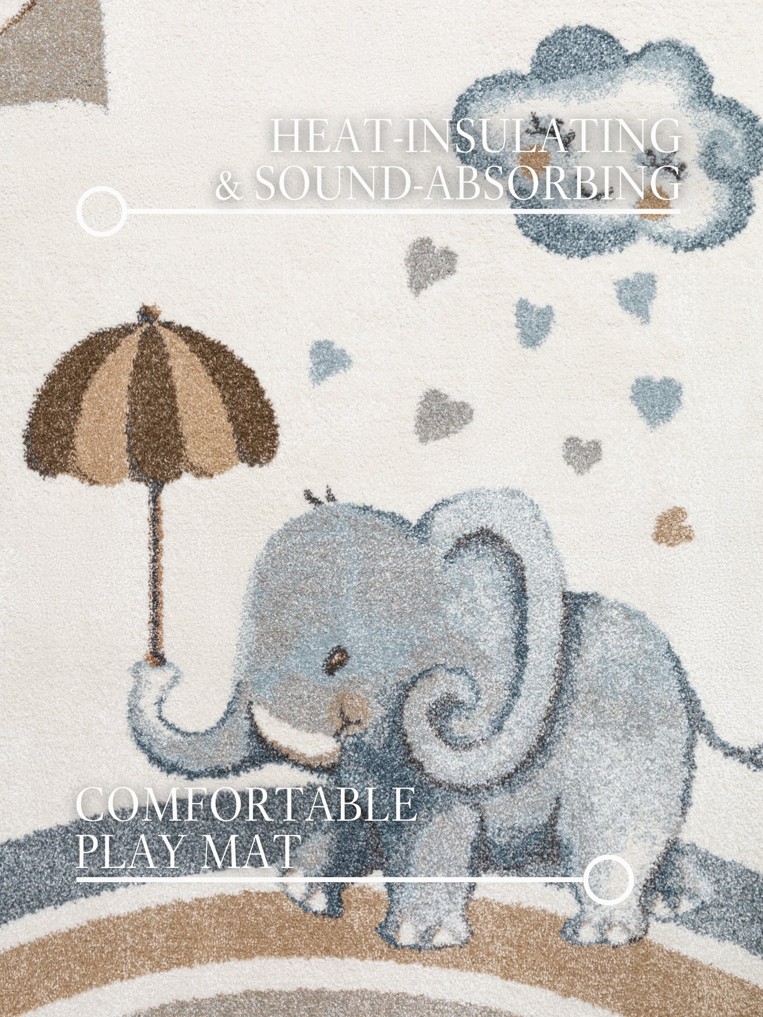VILLEROY & BOCH BOHO KIDS BØRNETÆPPE - ELEFANT REGN, CREME MULTI 106306