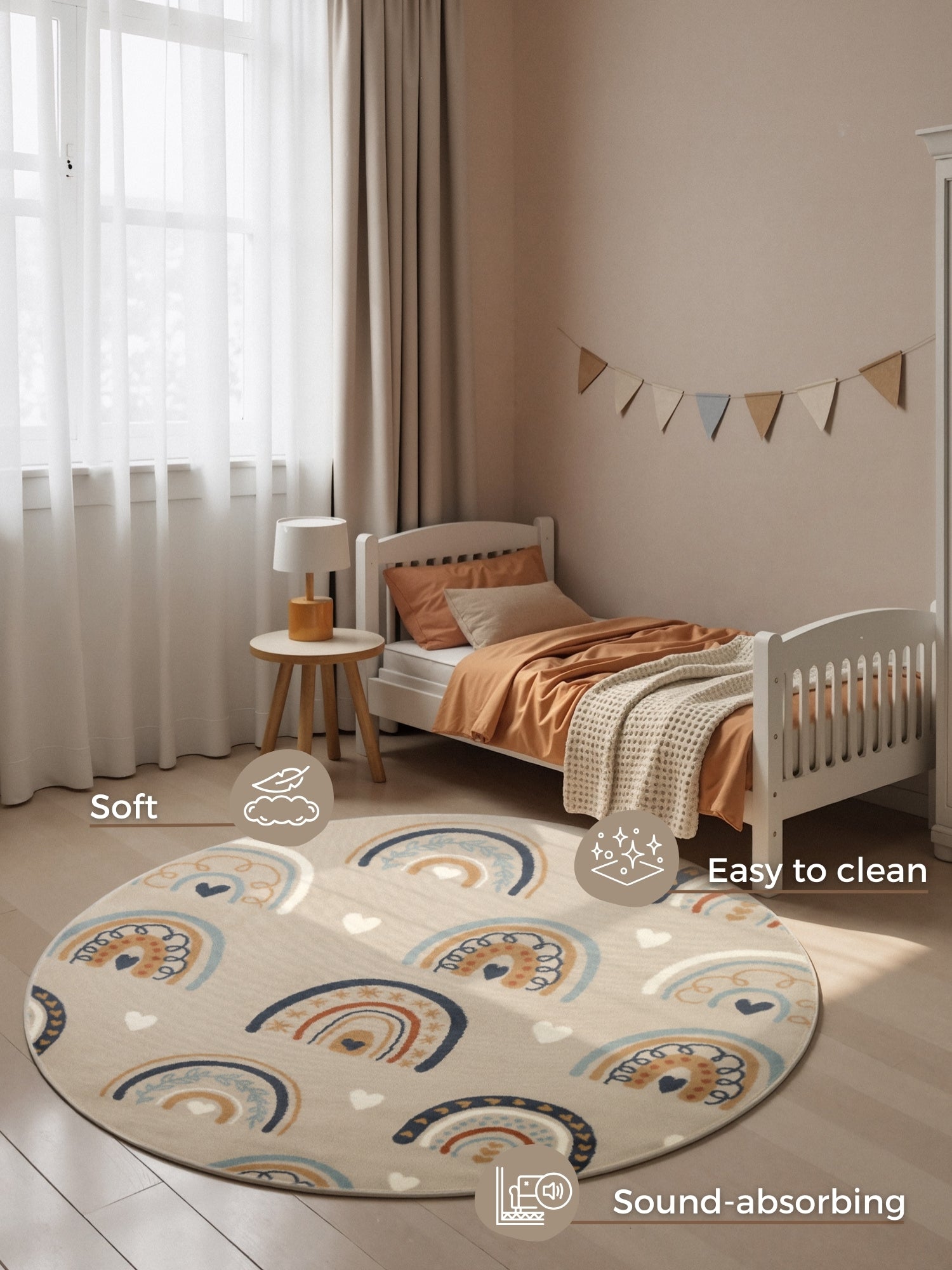 EVENTYR BØRNETÆPPE BOWIE, BEIGE MULTI