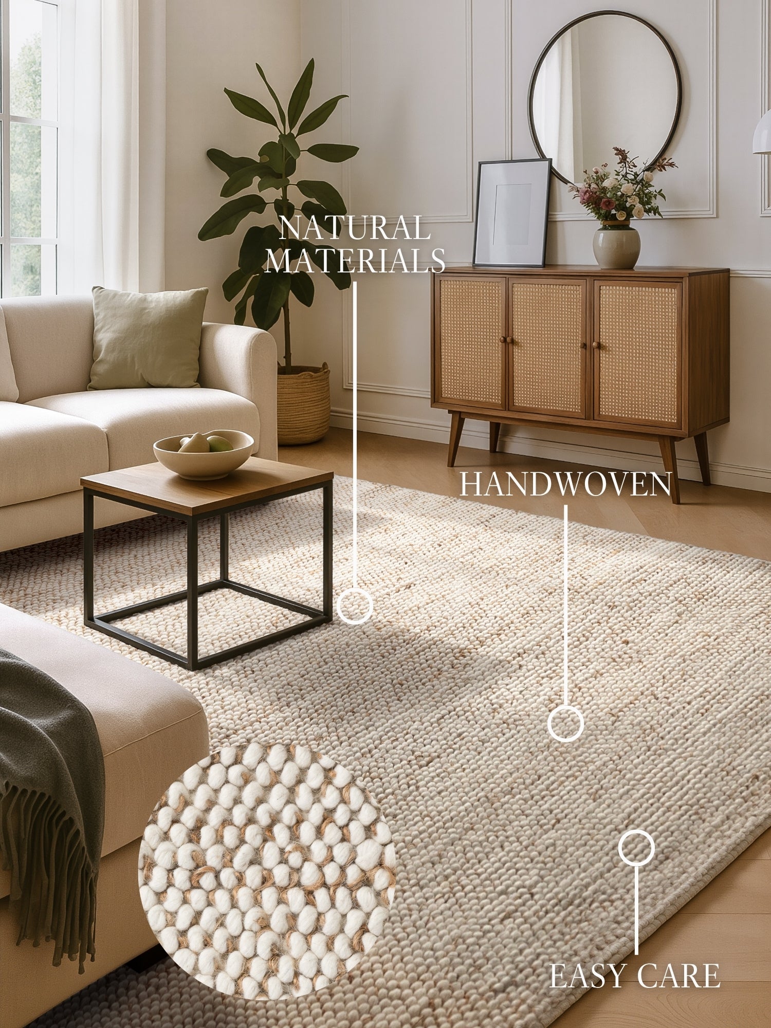 VILLEROY & BOCH 1770 ULD- & JUTETÆPPE PEAS NATURLIG CREME BEIGE