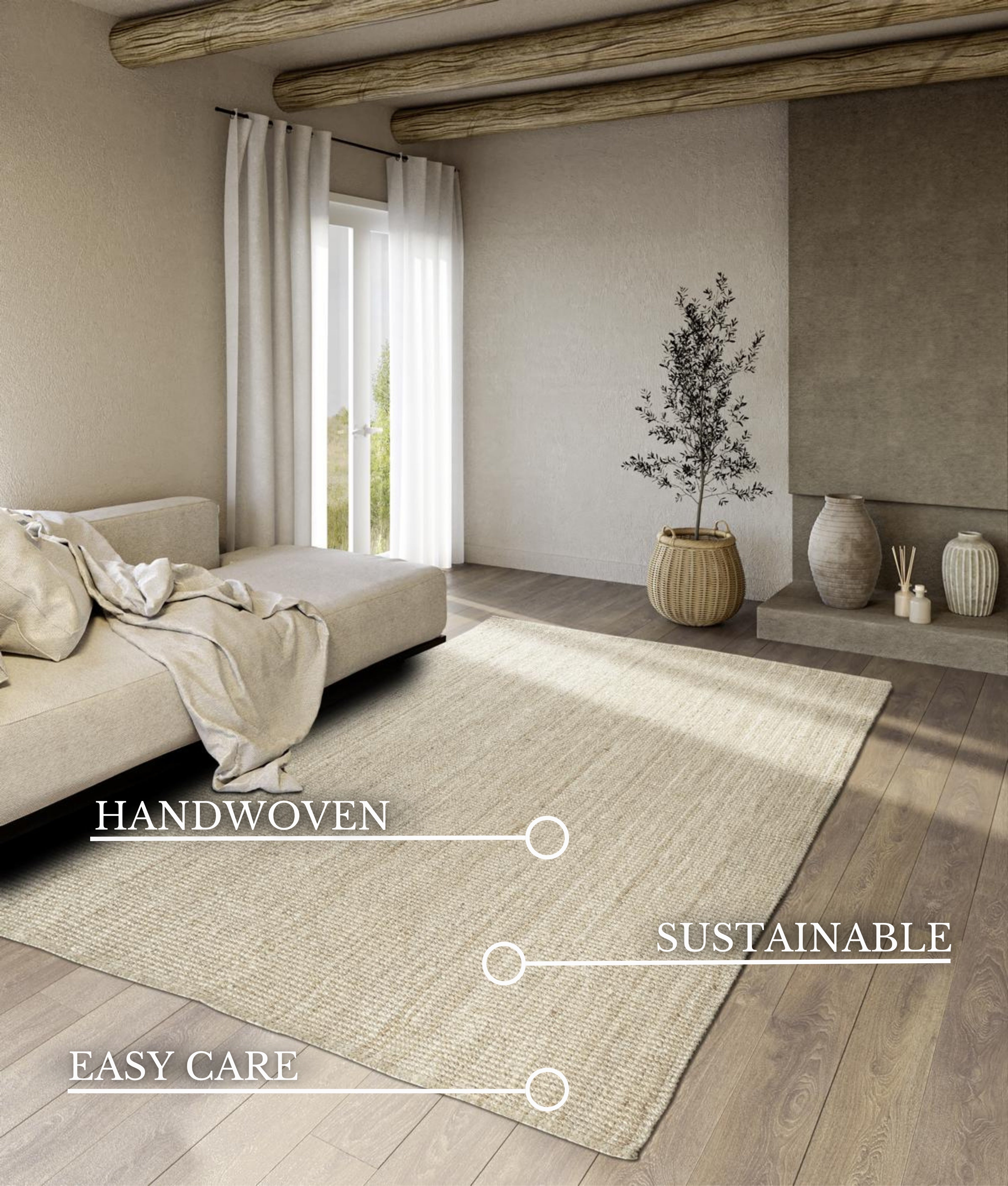 VILLEROY & BOCH 106066, JUTE TÆPPE ROSALIE NATURLIG HVID