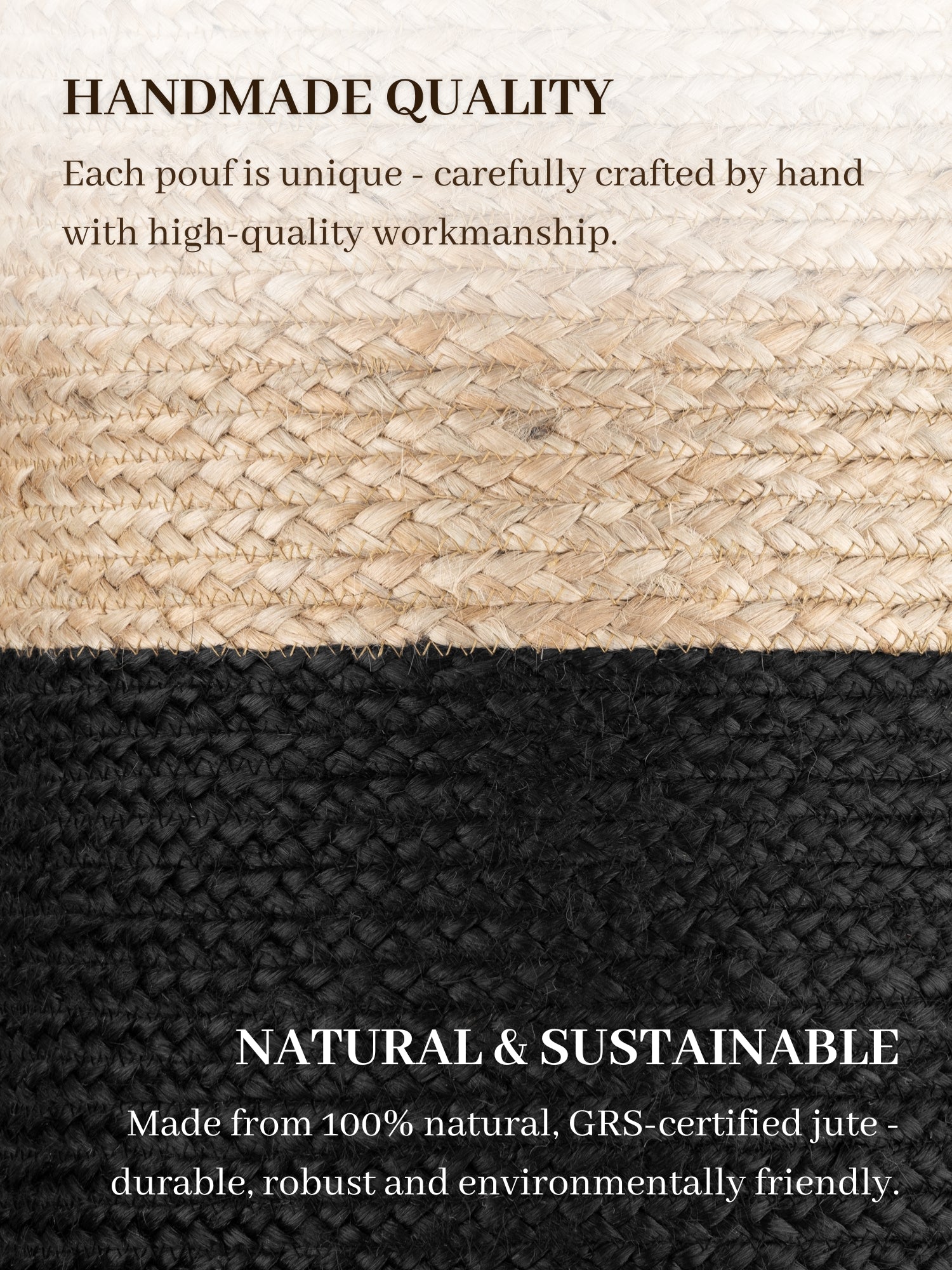 JUTZA JUTE PUF, 106237 NATURLIG GYLDEN-SORT