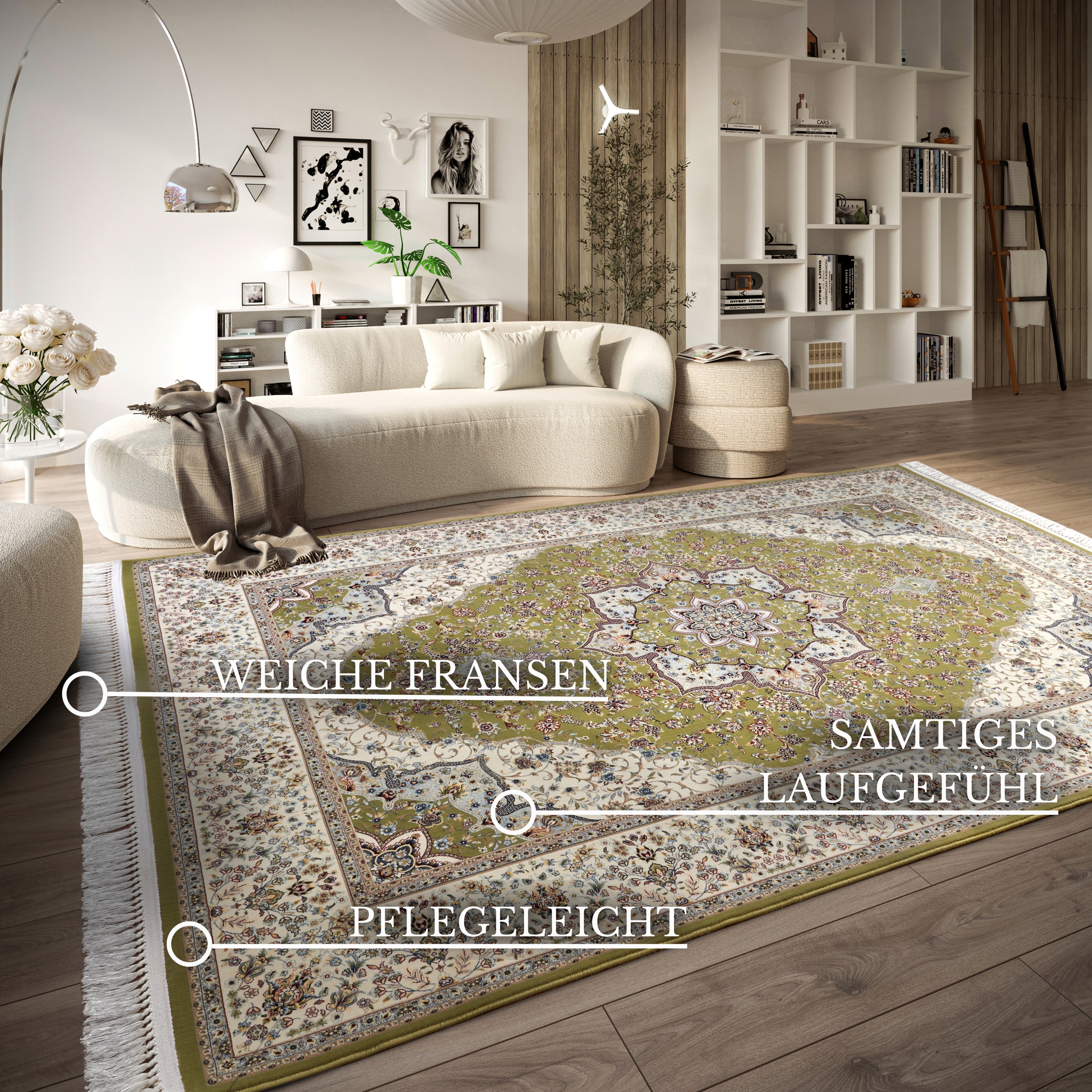 VILLEROY & BOCH 106128 ORIENTALSK TÆPPE ETIENNE, GRØN-CREME