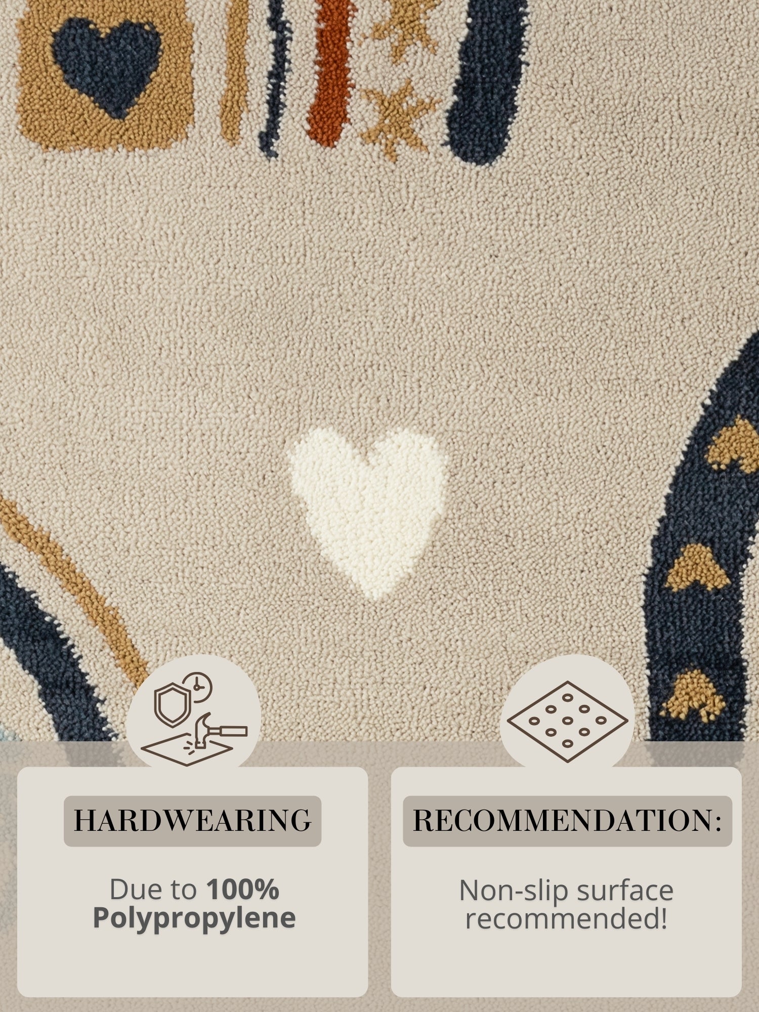 EVENTYR BØRNETÆPPE BOWIE, BEIGE MULTI